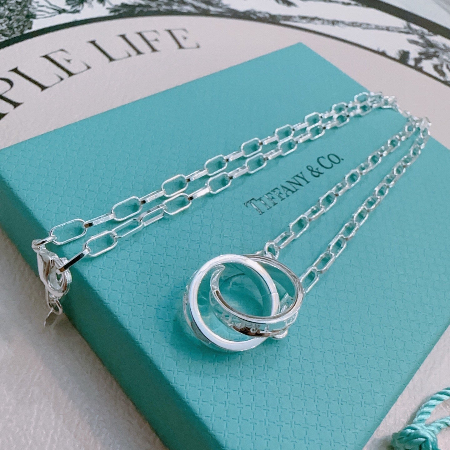 Signature Motif Pendant Necklace in Silver-Tone – Vintage Detail – Design 08 styled product view