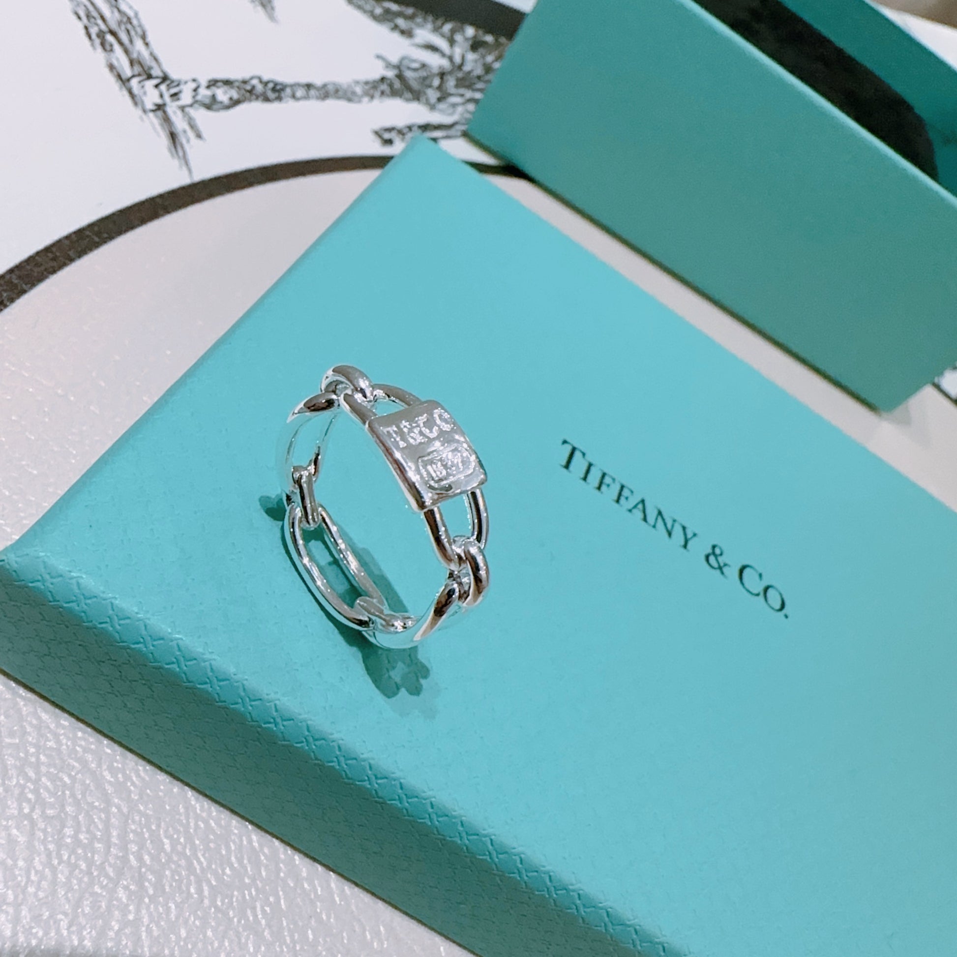 Signature Motif Statement Ring in Silver-Tone – Design 01 styled product view