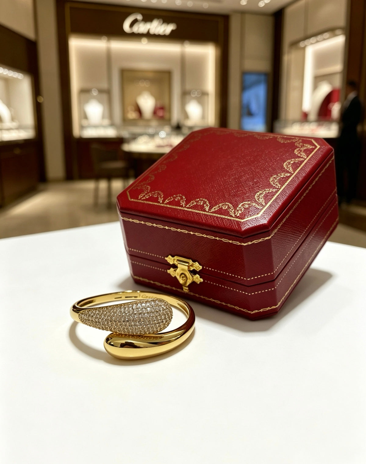 Sculptural Statement Bracelet in Gold-Tone – Design 20 side detail