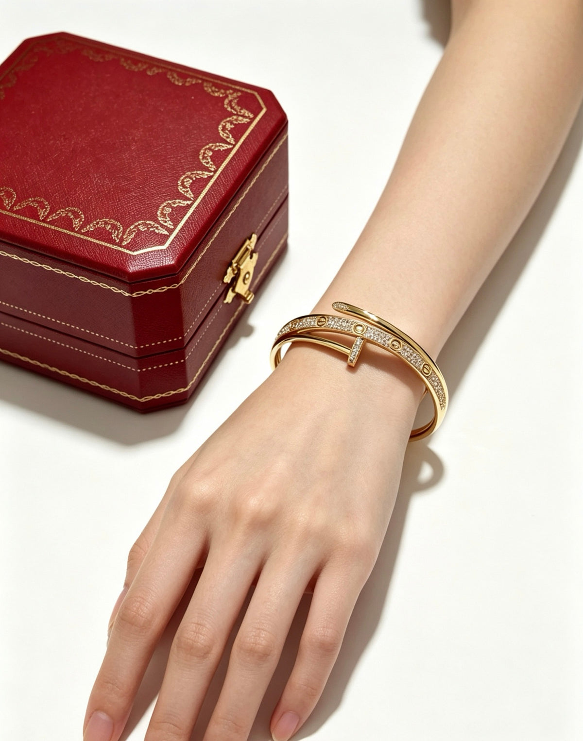 Sculptural Statement Bracelet in Gold-Tone – Design 18 styled view