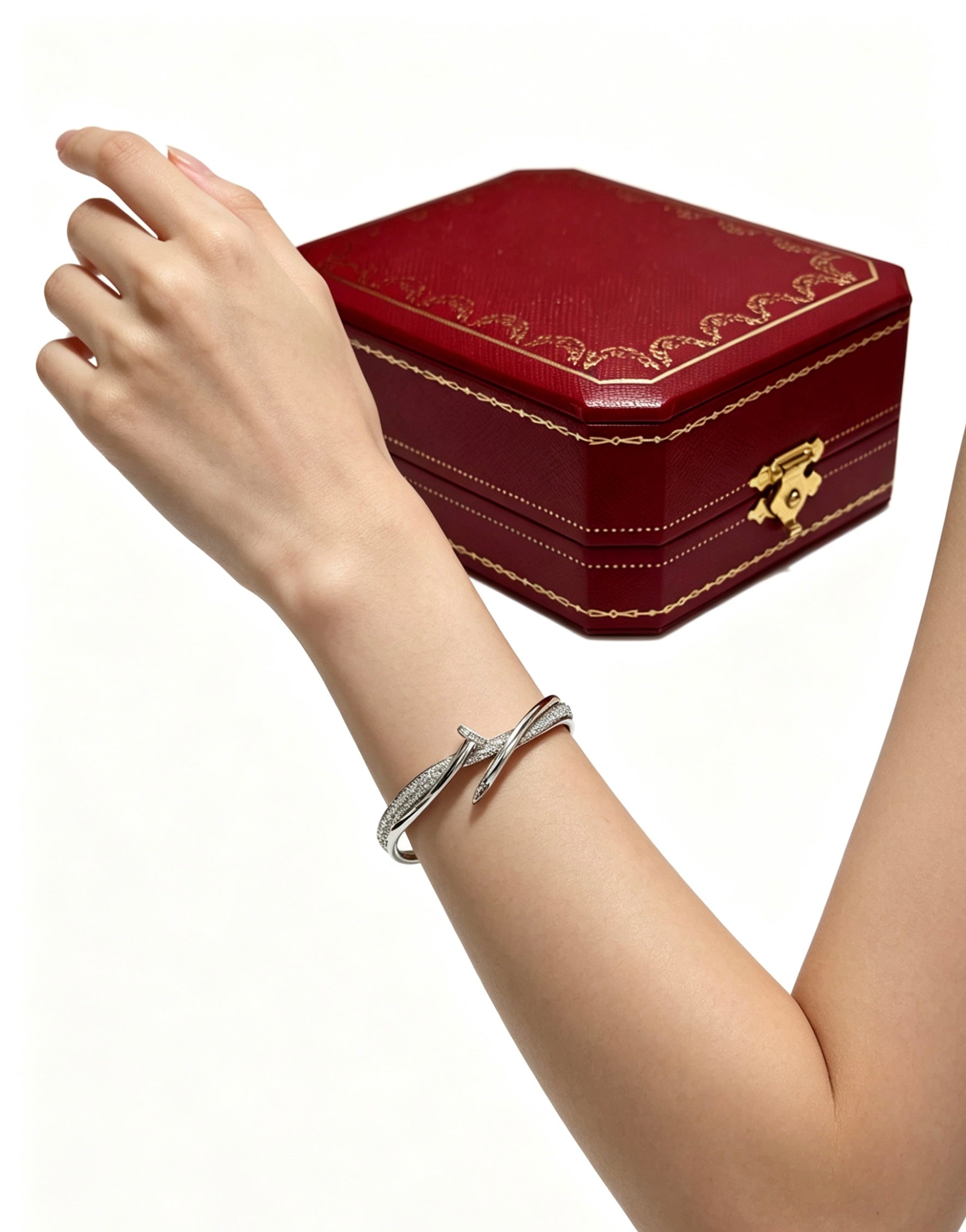 Sculptural Statement Bracelet in Gold-Tone – Design 17 side detail