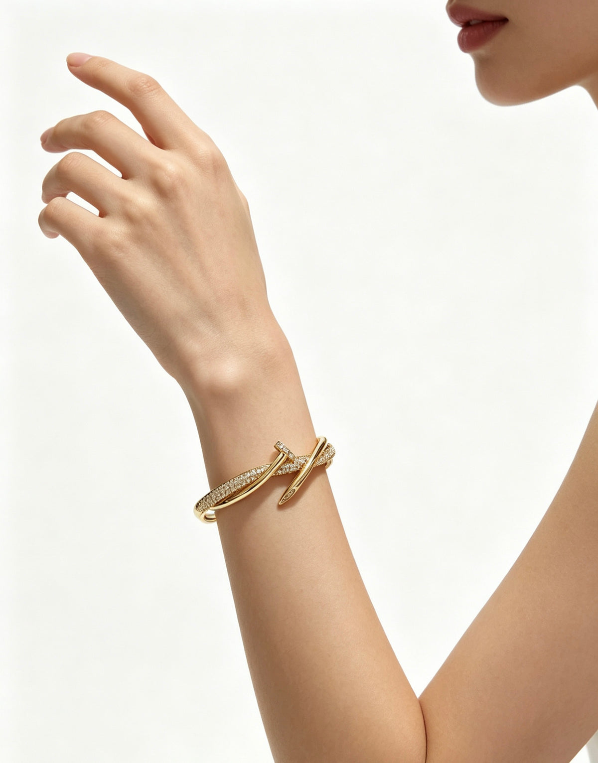 Sculptural Statement Bracelet in Gold-Tone – Design 16 styled view