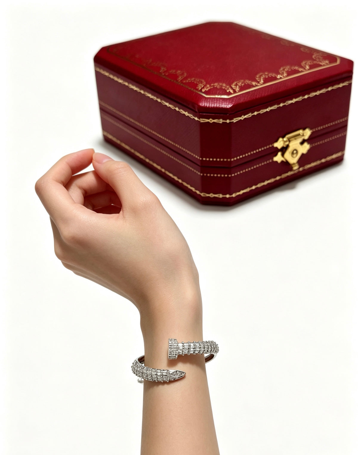 Sculptural Statement Bracelet in Gold-Tone – Design 15 styled view