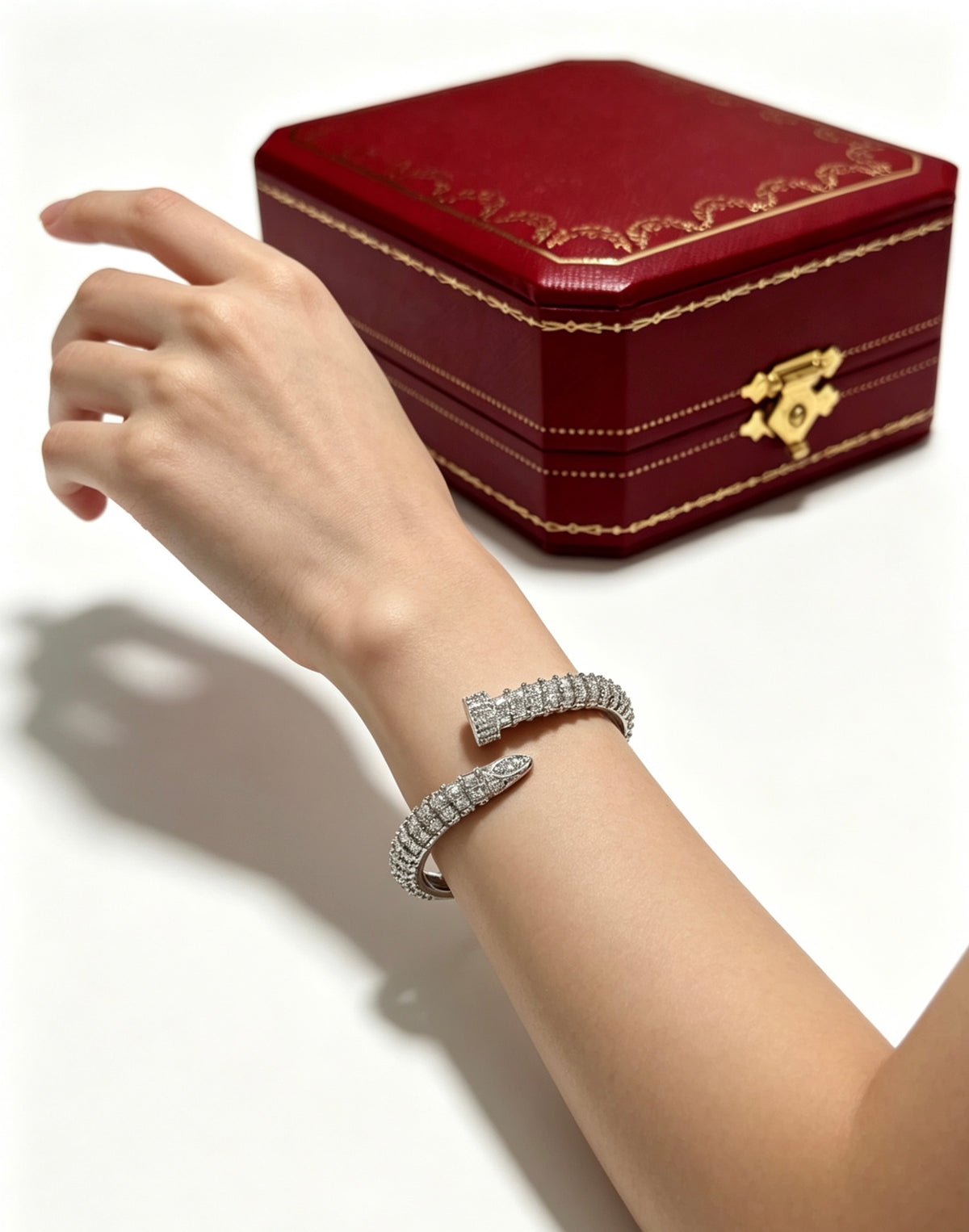 Sculptural Statement Bracelet in Gold-Tone – Design 15 side detail