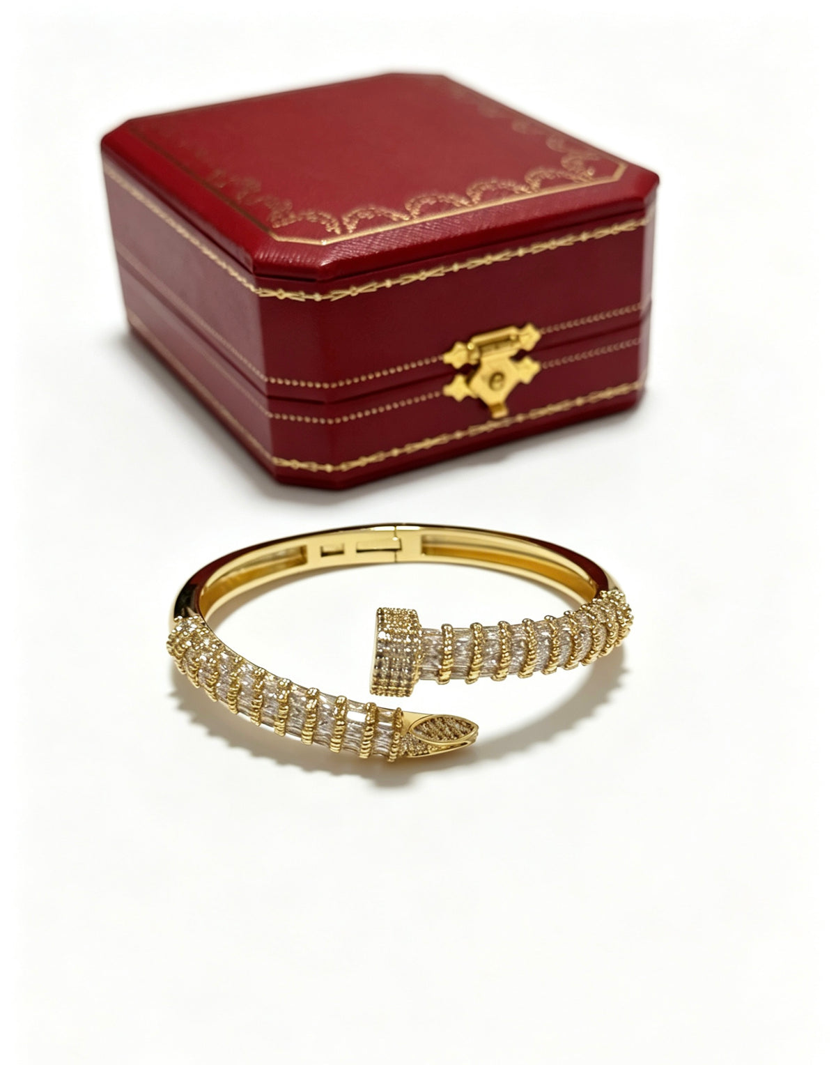 Sculptural Statement Bracelet in Gold-Tone – Design 14 side detail
