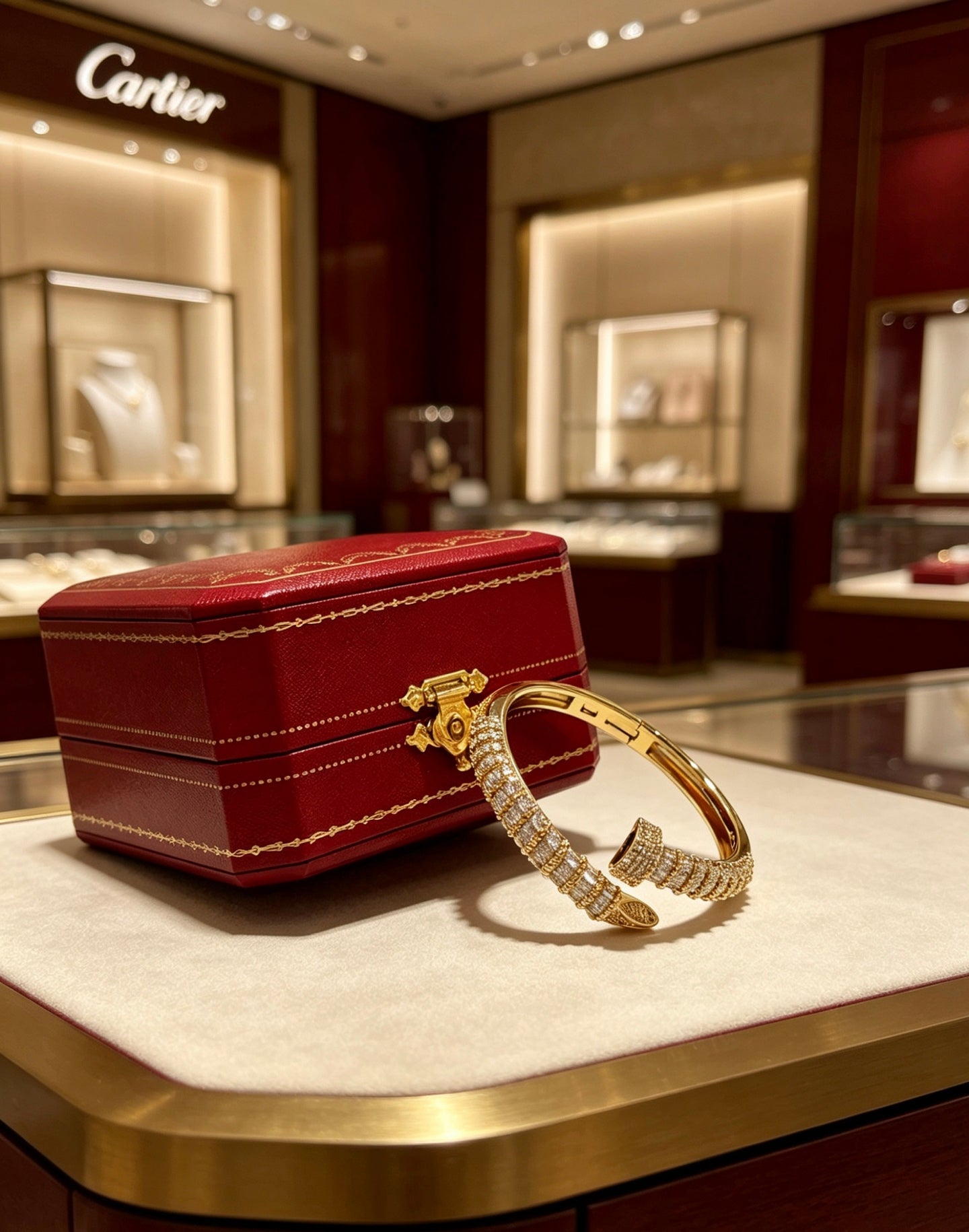 Sculptural Statement Bracelet in Gold-Tone – Design 14 detail view
