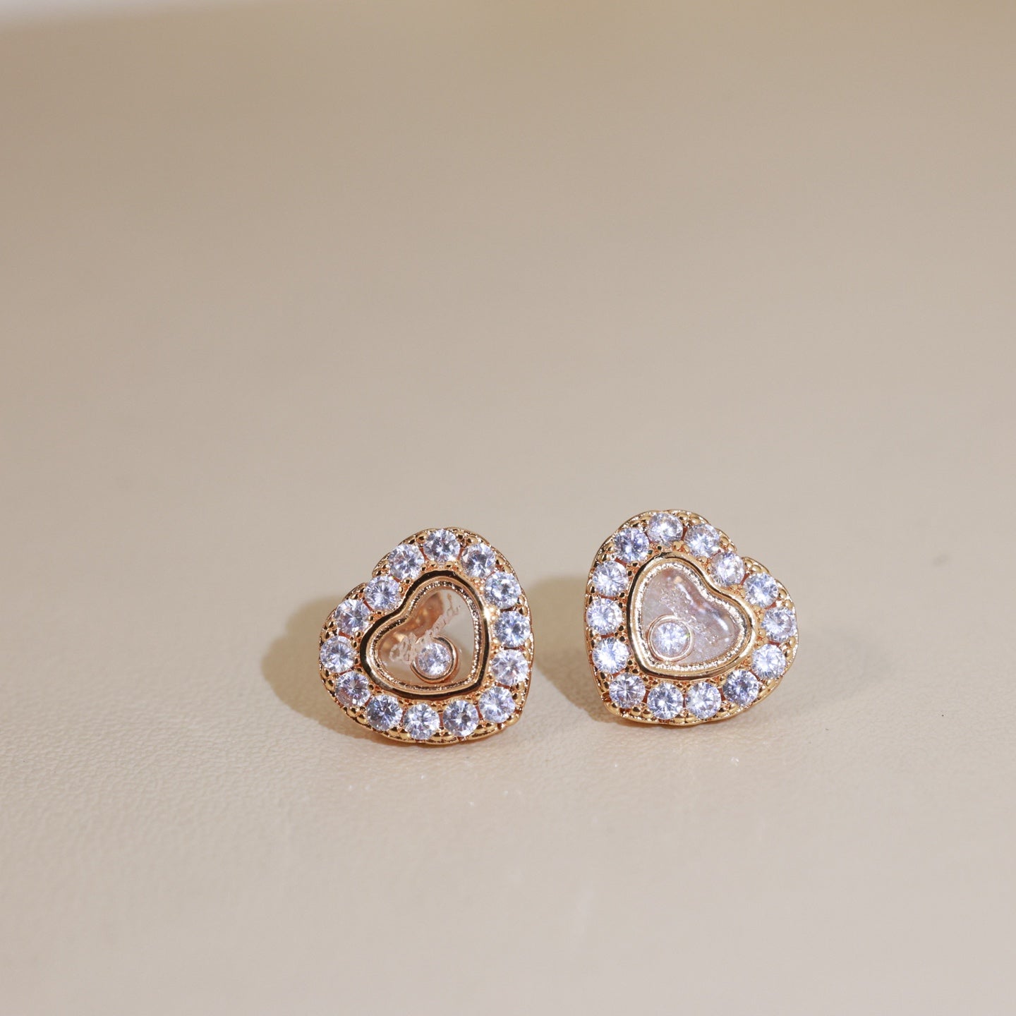Heart Crystal-Accent Stud Earrings – Heart Detail main product view