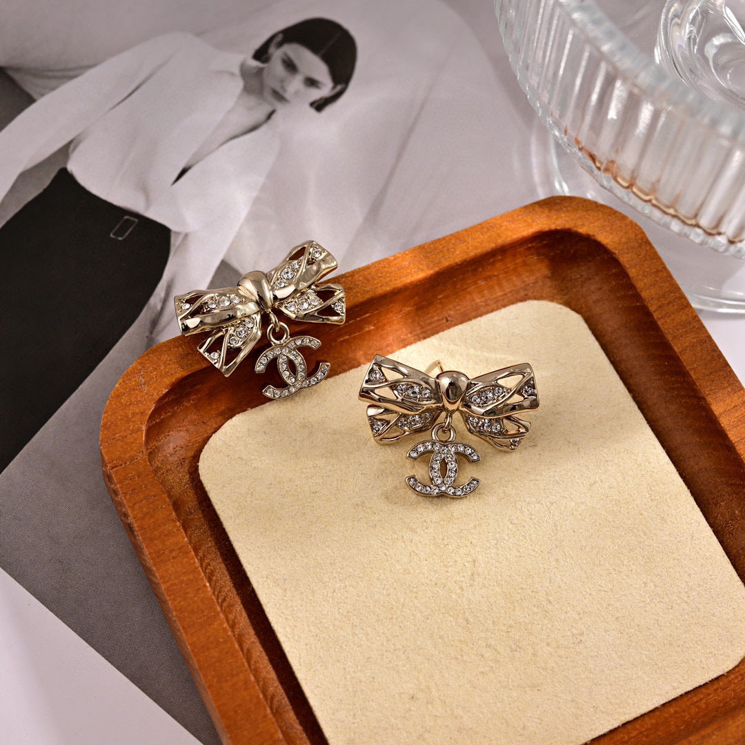 Signature Emblem Stud Earrings in Polished Metal-Tone – Design 004 styled product view
