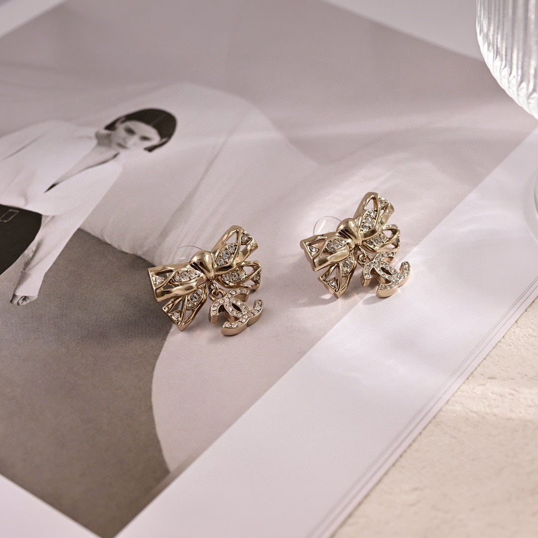 Signature Emblem Stud Earrings in Polished Metal-Tone – Design 004 detail view
