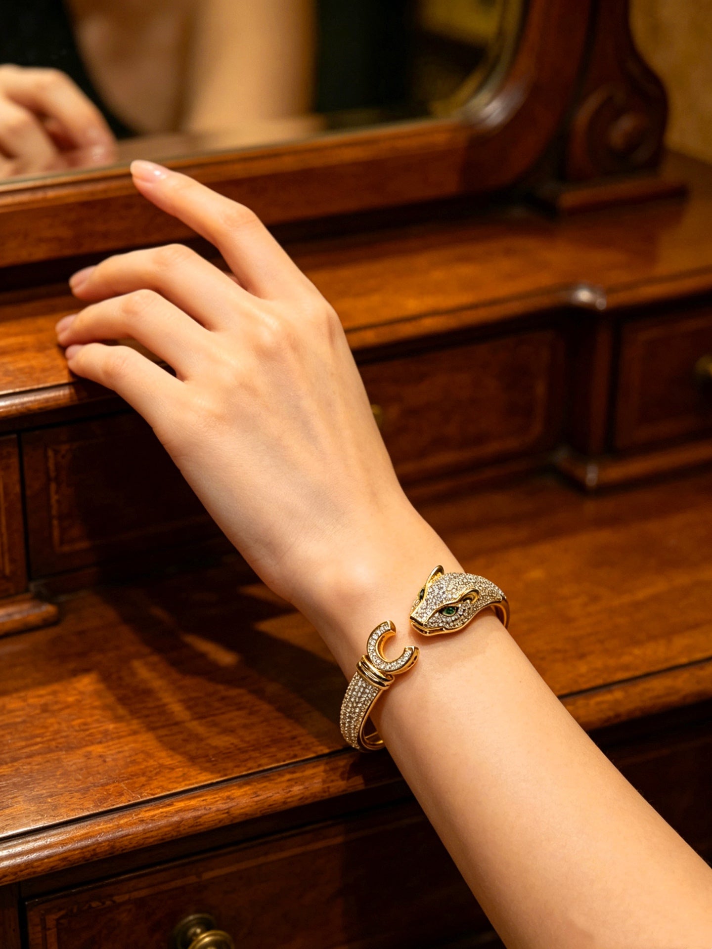 Sculptural Statement Bracelet in Gold-Tone – Design 11 front view