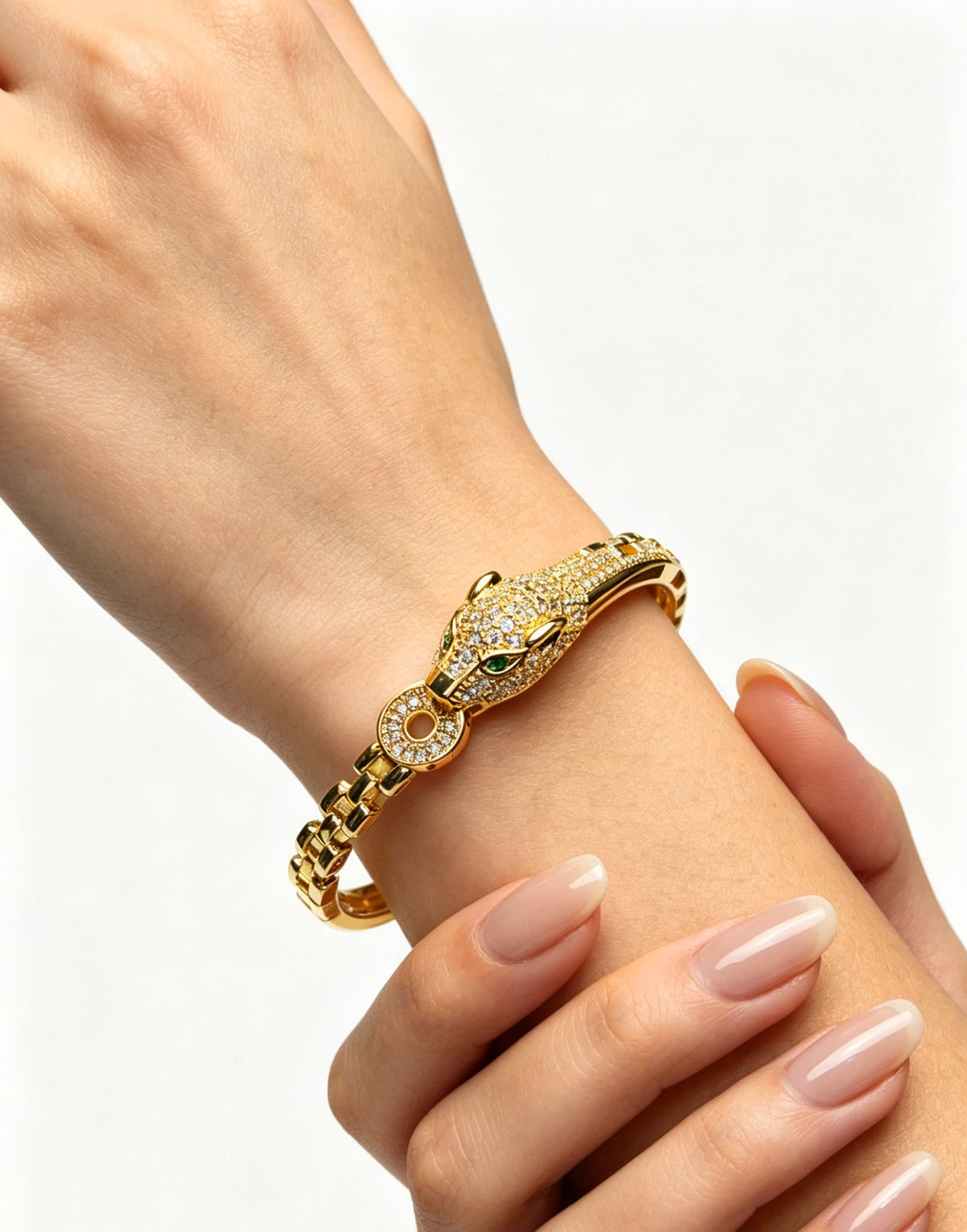 Sculptural Statement Bracelet in Gold-Tone – Design 10 detail view