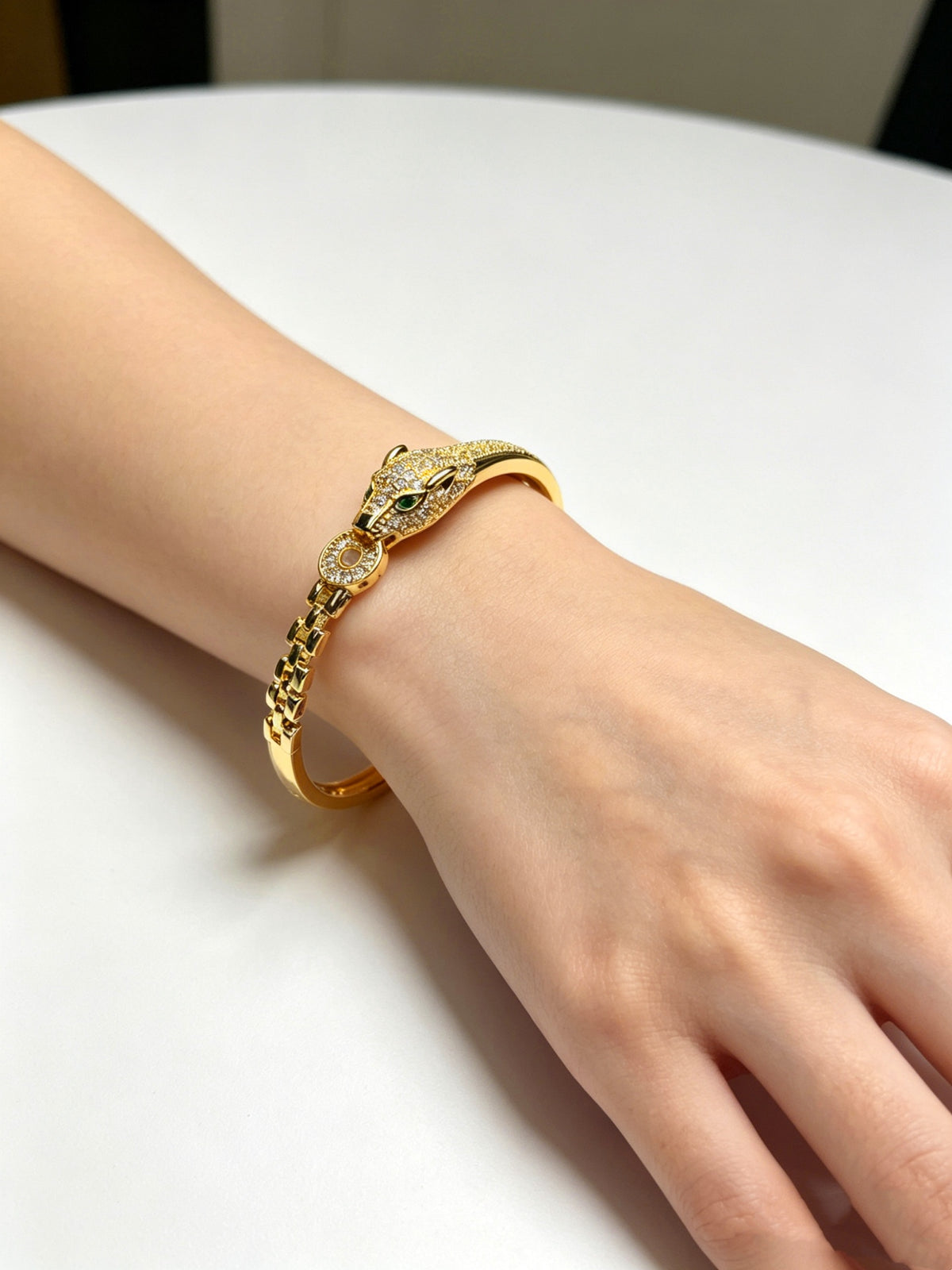 Sculptural Statement Bracelet in Gold-Tone – Design 10 front view