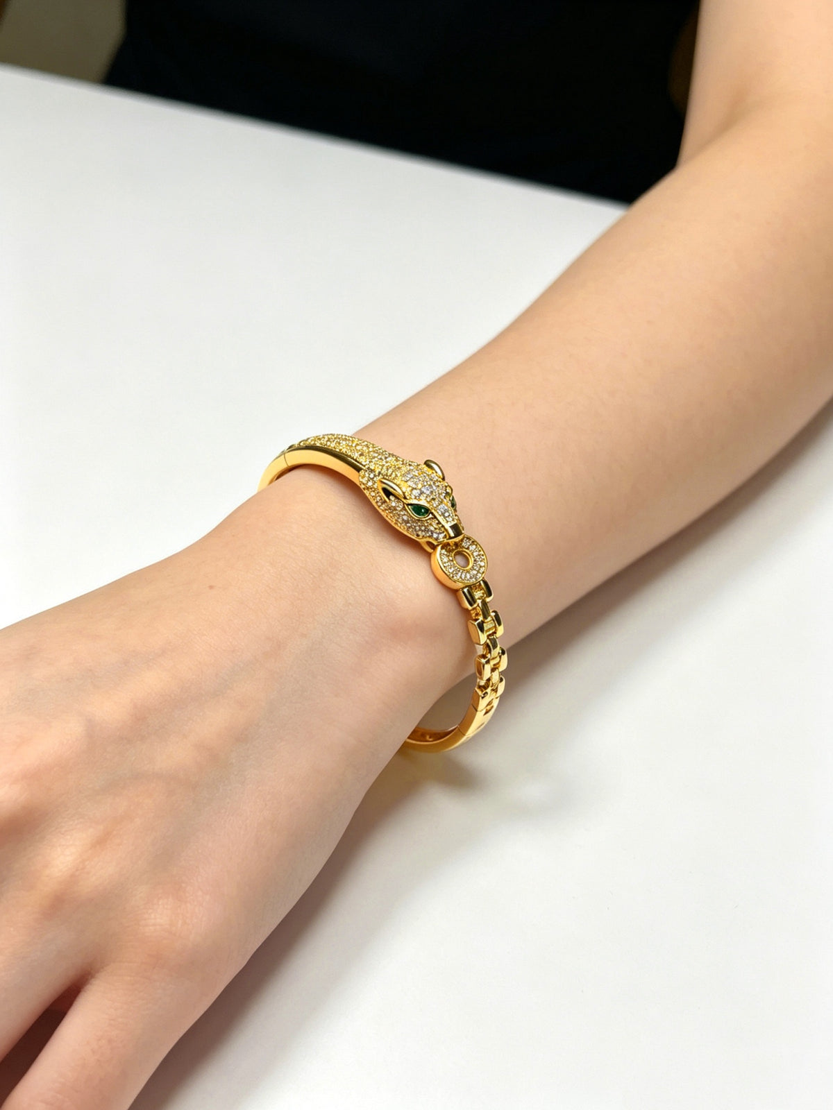 Sculptural Statement Bracelet in Gold-Tone – Design 10 side detail