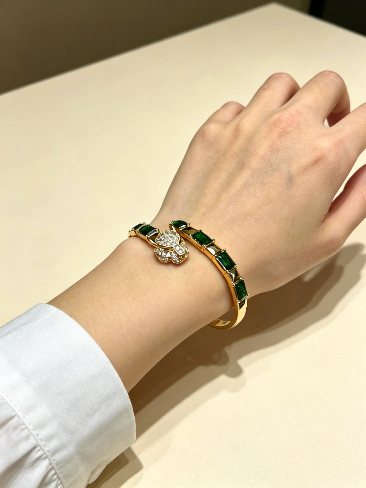 Sculptural Statement Bracelet in Gold-Tone – Design 08 front view