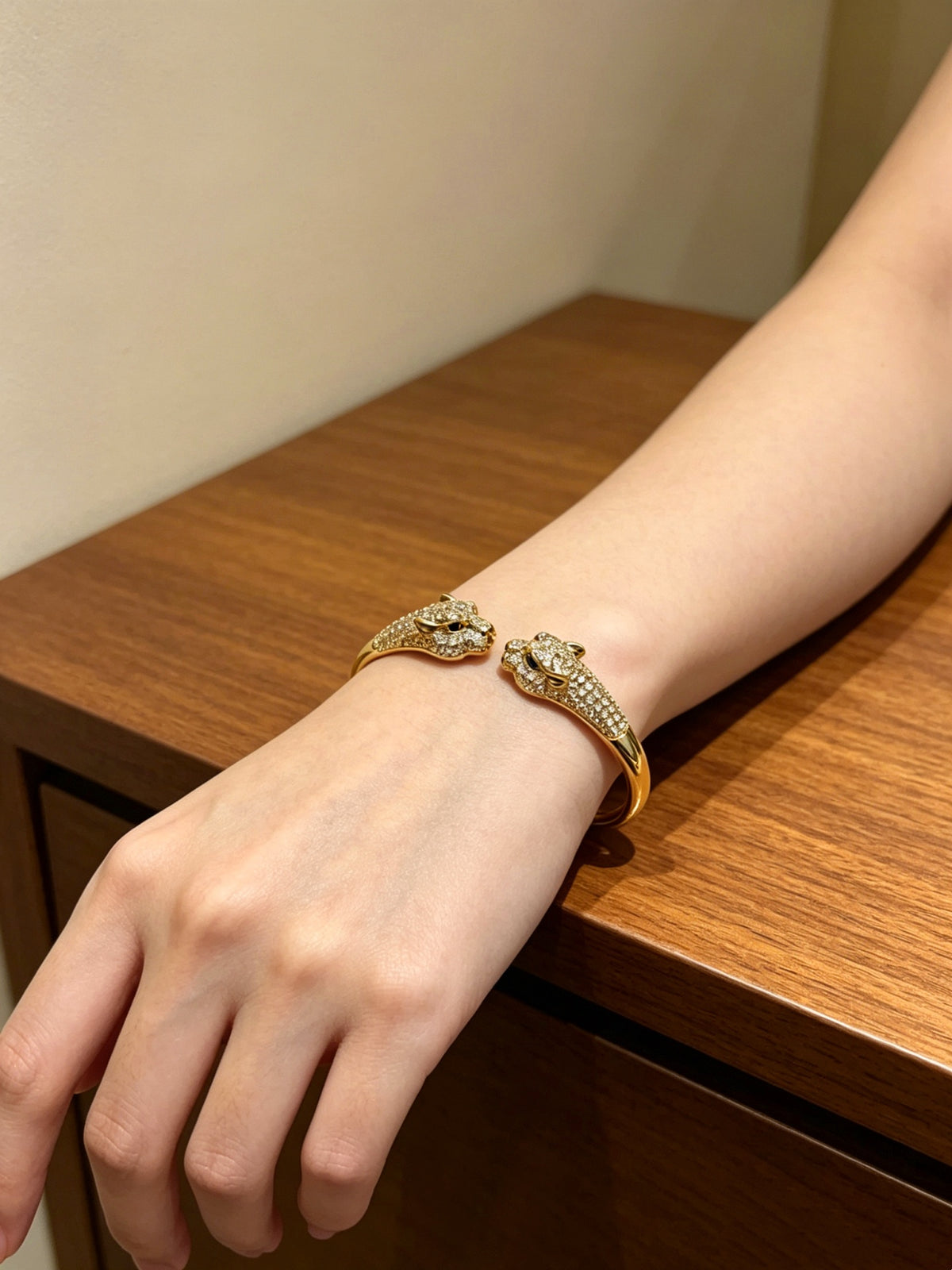 Sculptural Statement Bracelet in Gold-Tone – Design 06 detail view