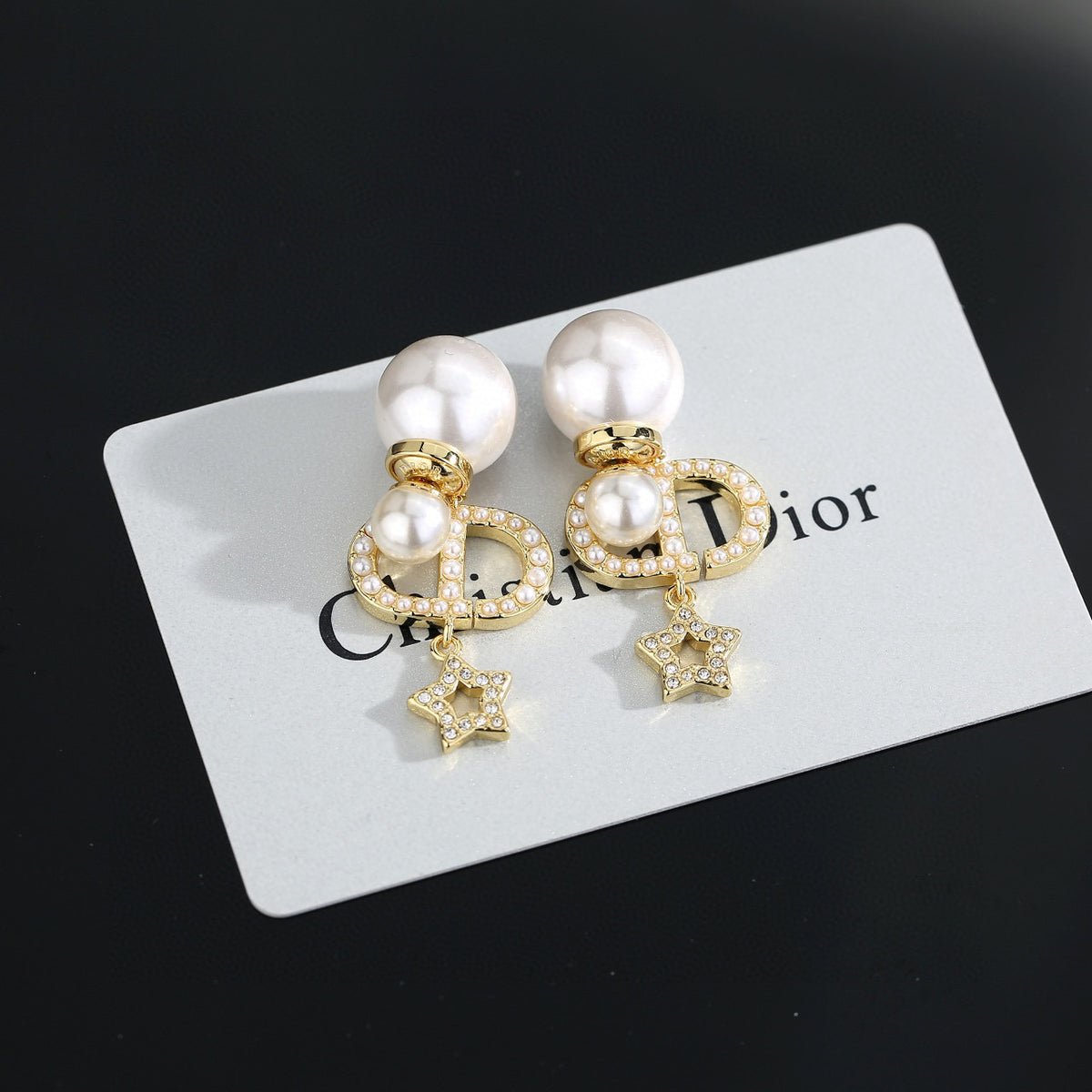 Pearl-Style Motif Stud Earrings in Polished Metal-Tone with Pearl-Style Detail – Design 004 main product view