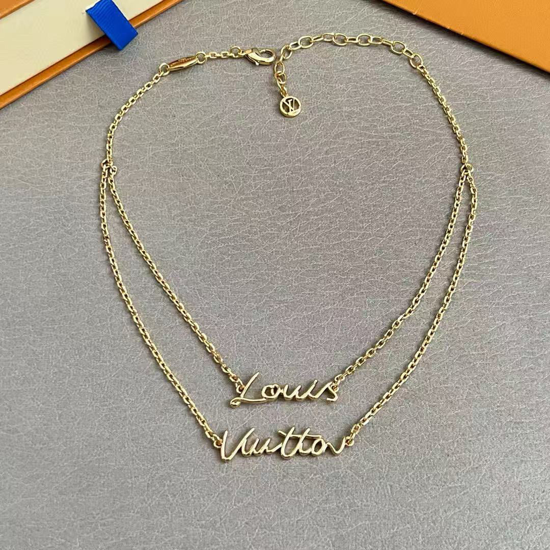 Letter Emblem Pendant Necklace in Polished Metal-Tone – Design 008 detail view