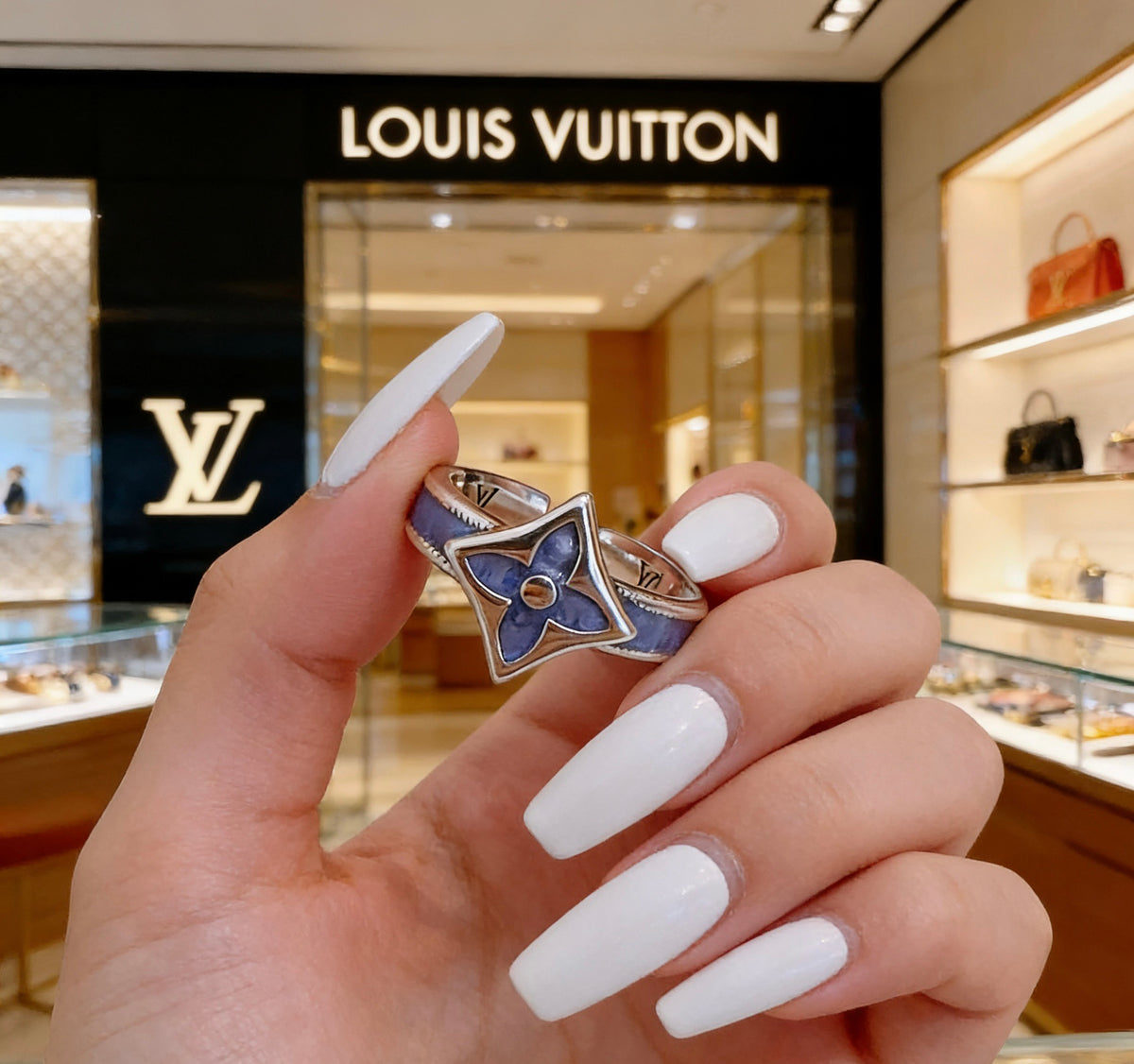 Geometric Emblem Statement Ring in Silver-Tone – Design 002 side detail
