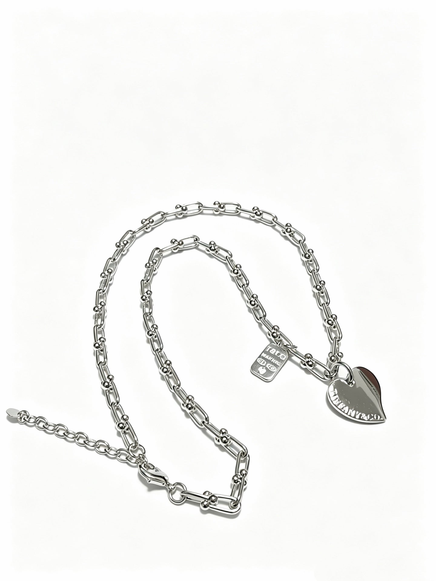Signature Motif Pendant Necklace in Silver-Tone – Vintage Detail – Design 04 detail view