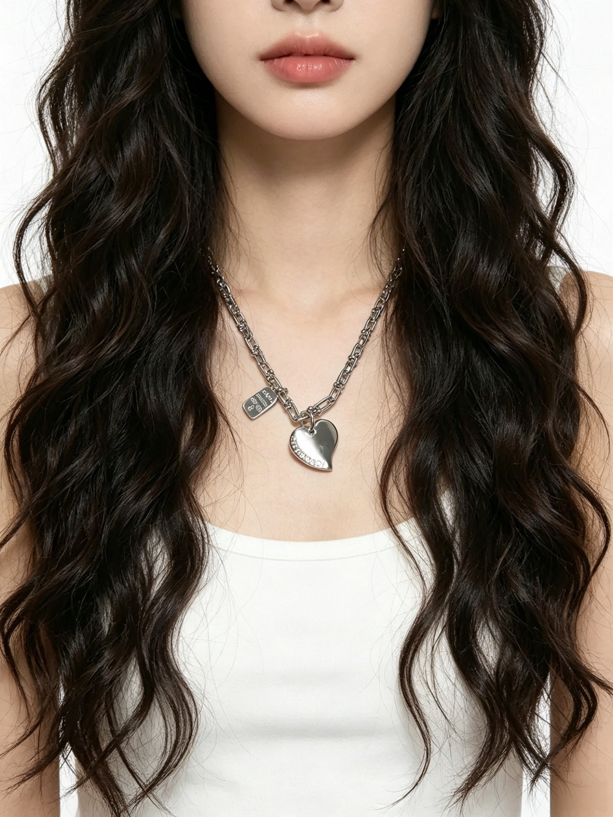 Signature Motif Pendant Necklace in Silver-Tone – Vintage Detail – Design 04 front product view