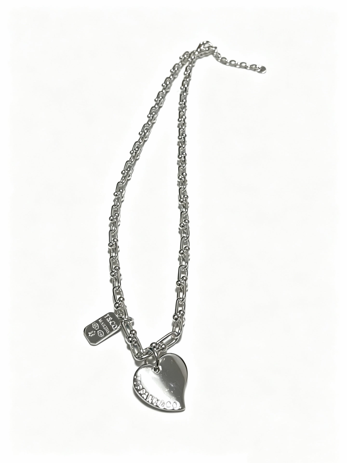 Signature Motif Pendant Necklace in Silver-Tone – Vintage Detail – Design 04 front product view