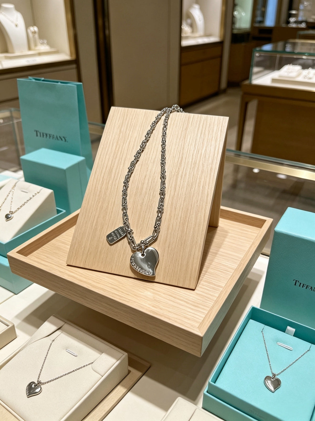 Signature Motif Pendant Necklace in Silver-Tone – Vintage Detail – Design 04 styled product view