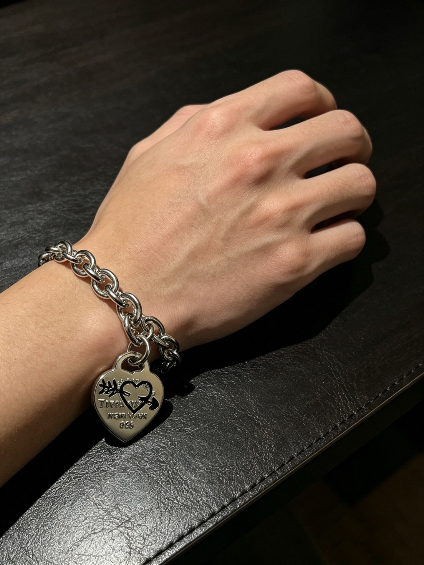 Signature Motif Bracelet in Silver-Tone – Vintage Detail – Design 08 front product view