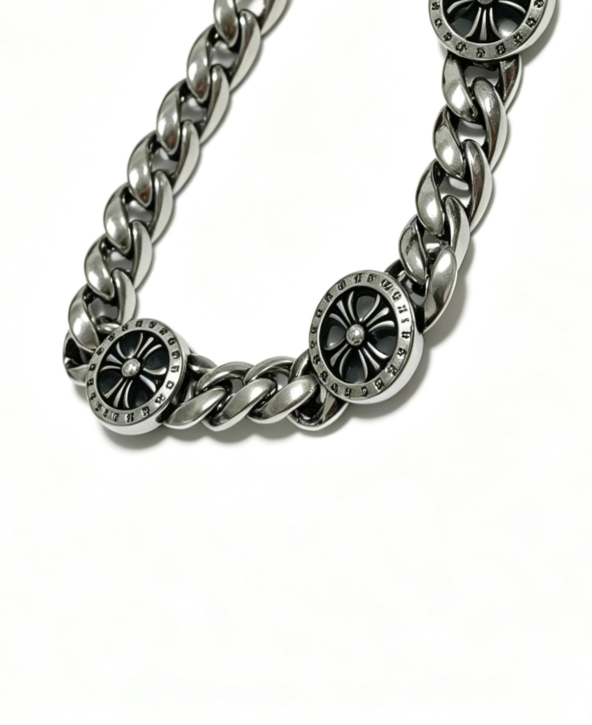 Signature Emblem Bracelet in Polished Metal-Tone – Design 002 close-up detail