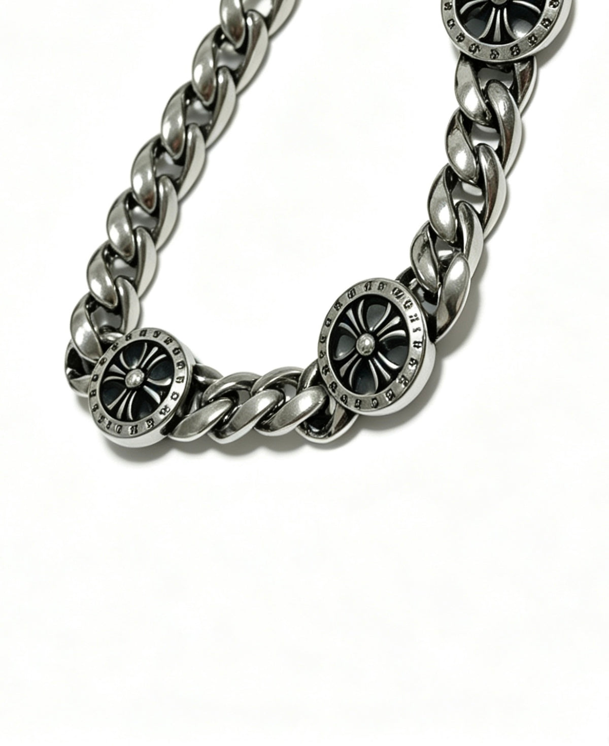 Signature Emblem Bracelet in Polished Metal-Tone – Design 002 close-up detail