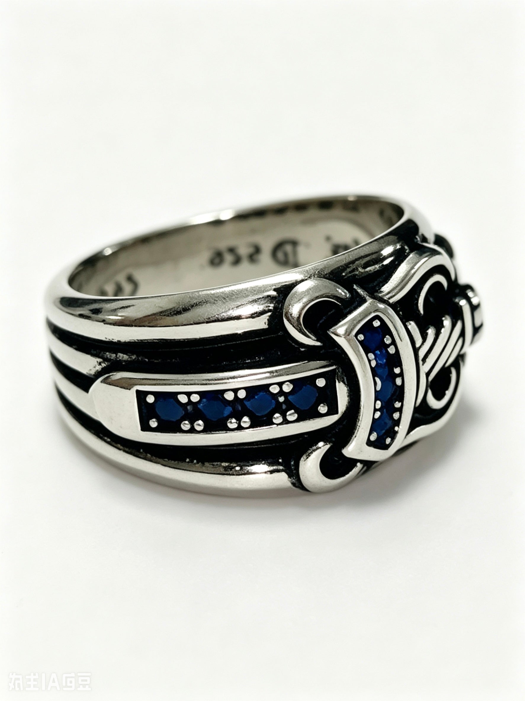 Signature Emblem Statement Ring in Polished Metal-Tone – Design 009 close-up detail