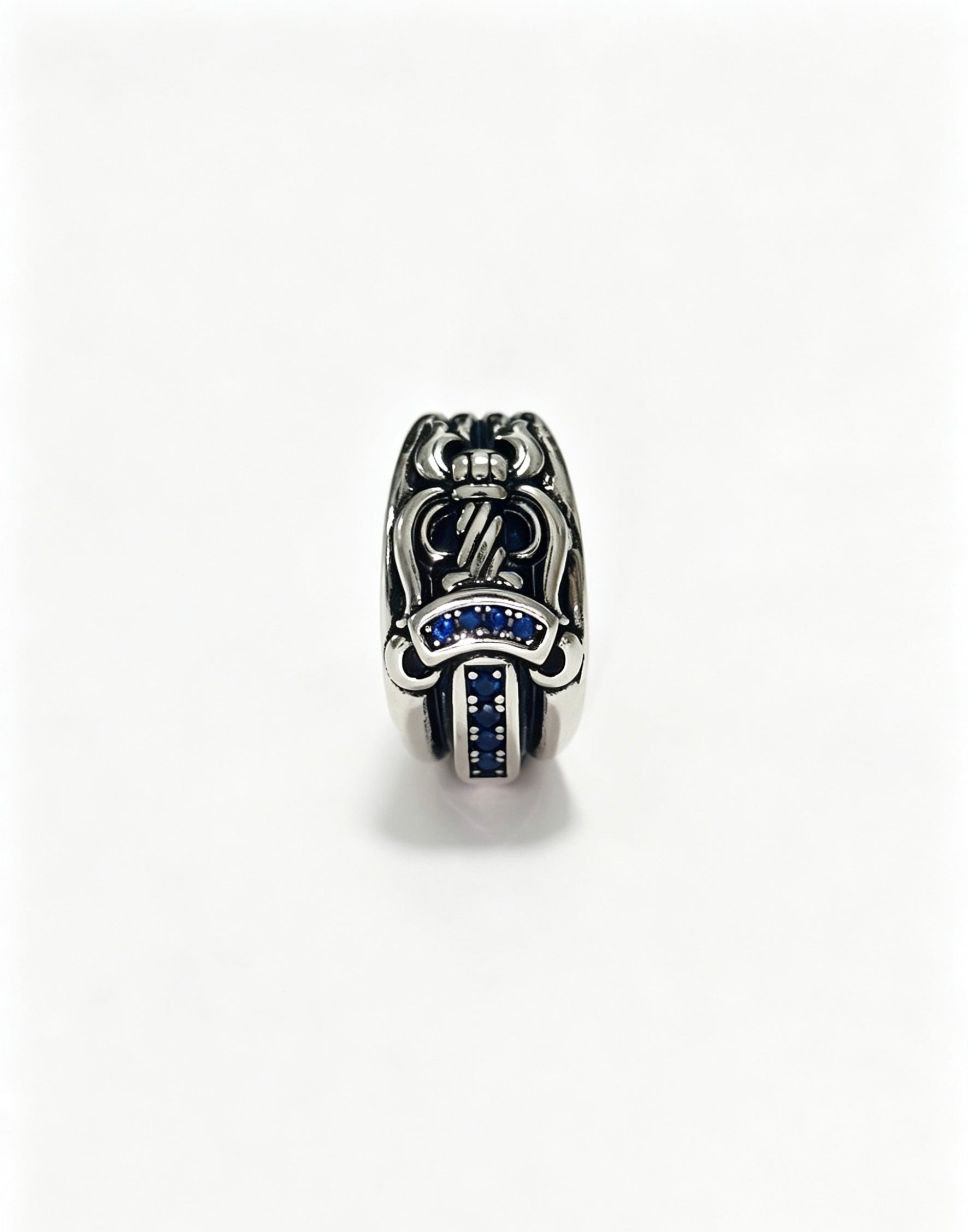 Signature Emblem Statement Ring in Polished Metal-Tone – Design 009 front product view