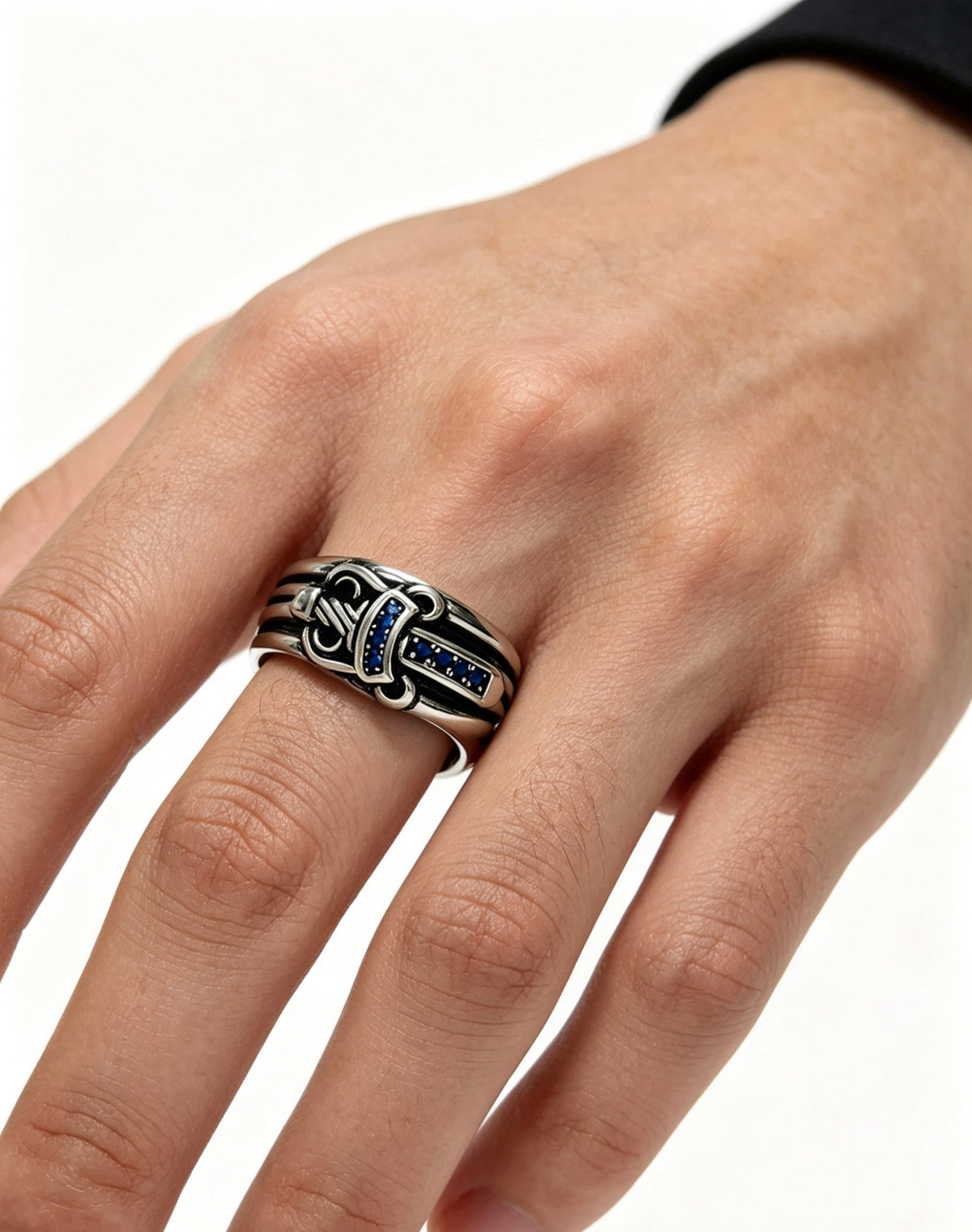 Signature Emblem Statement Ring in Polished Metal-Tone – Design 009 main product view