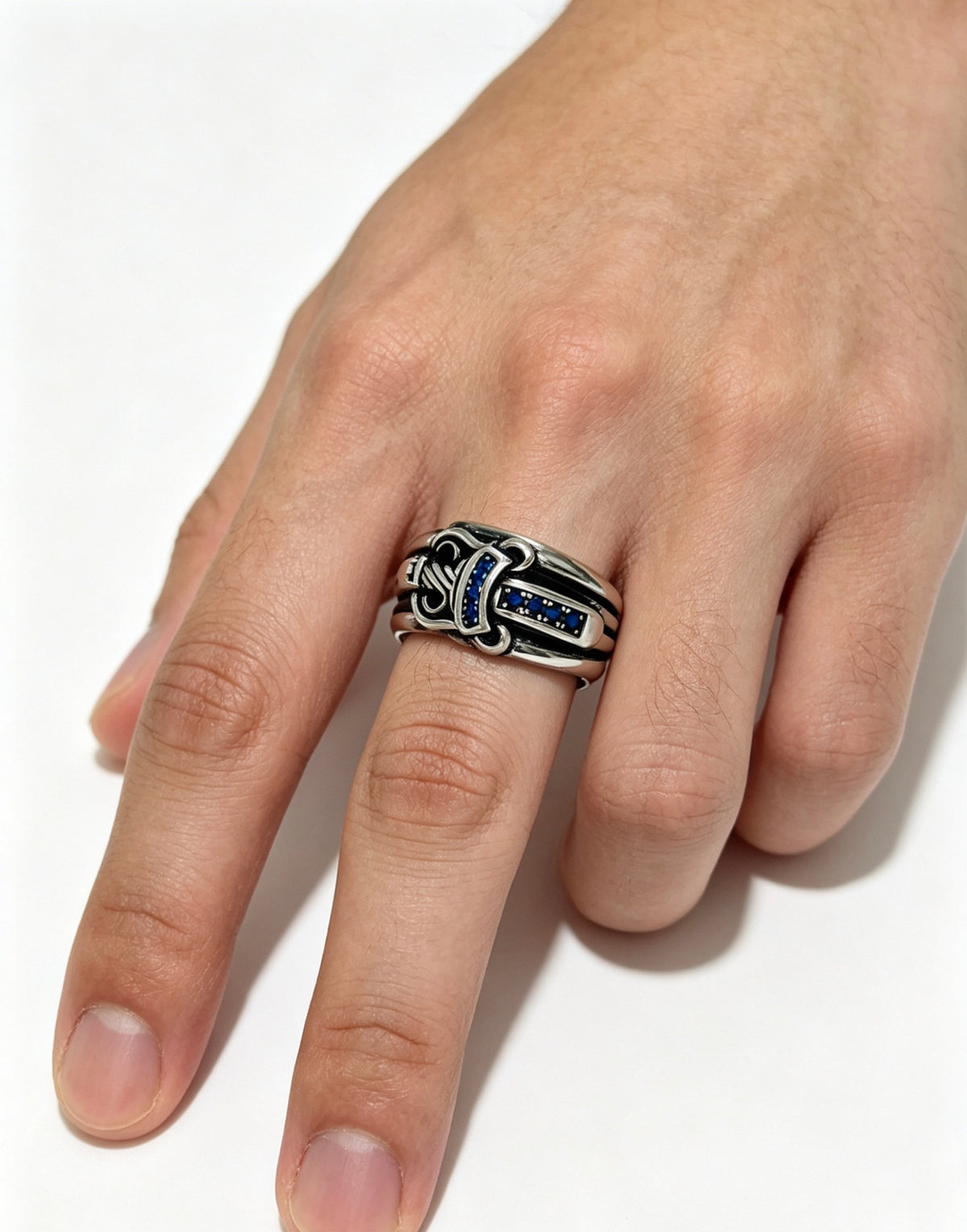 Cross Statement Ring in Metal-Tone – Design 09 detail view