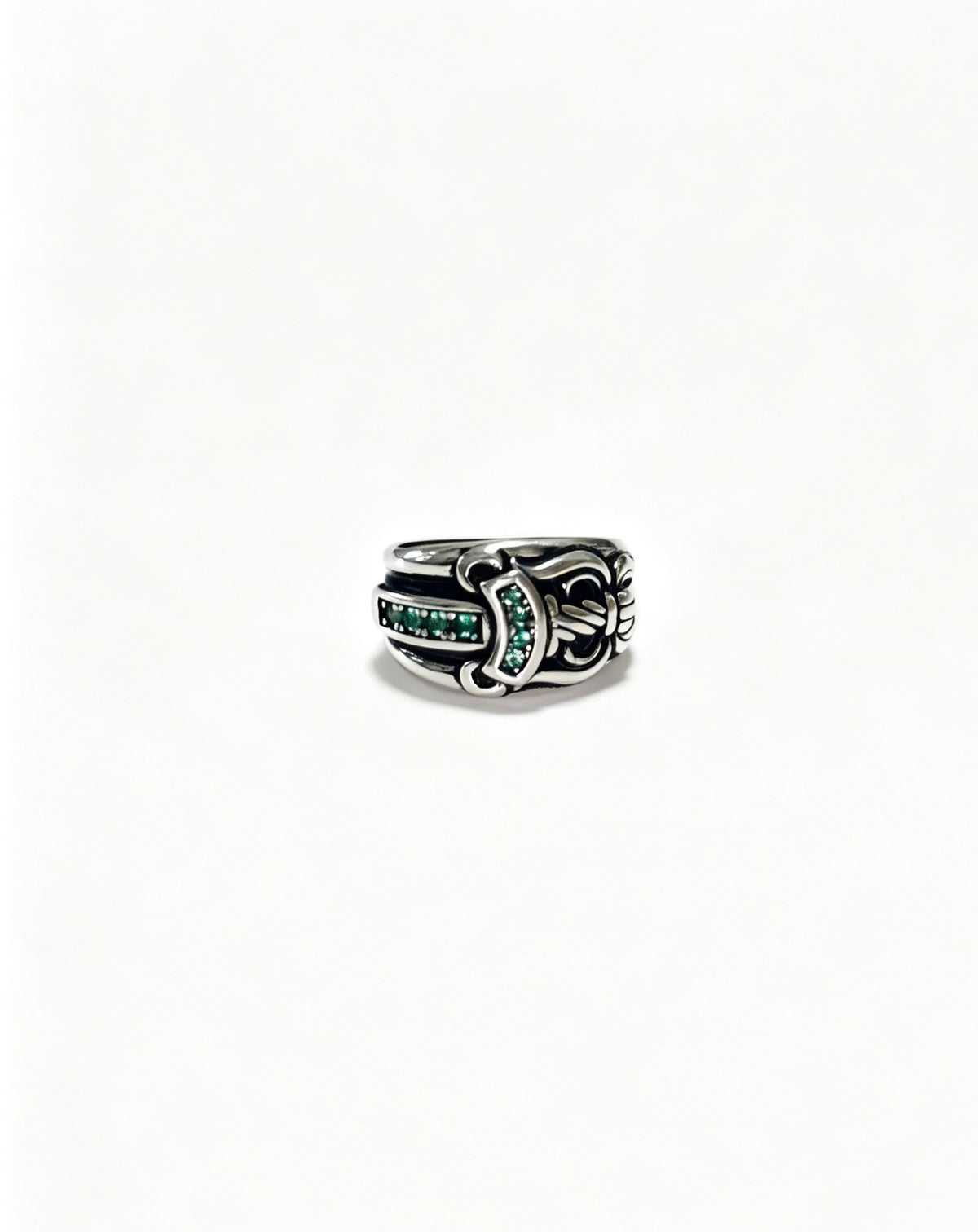 Signature Emblem Statement Ring in Polished Metal-Tone – Design 008 detail view