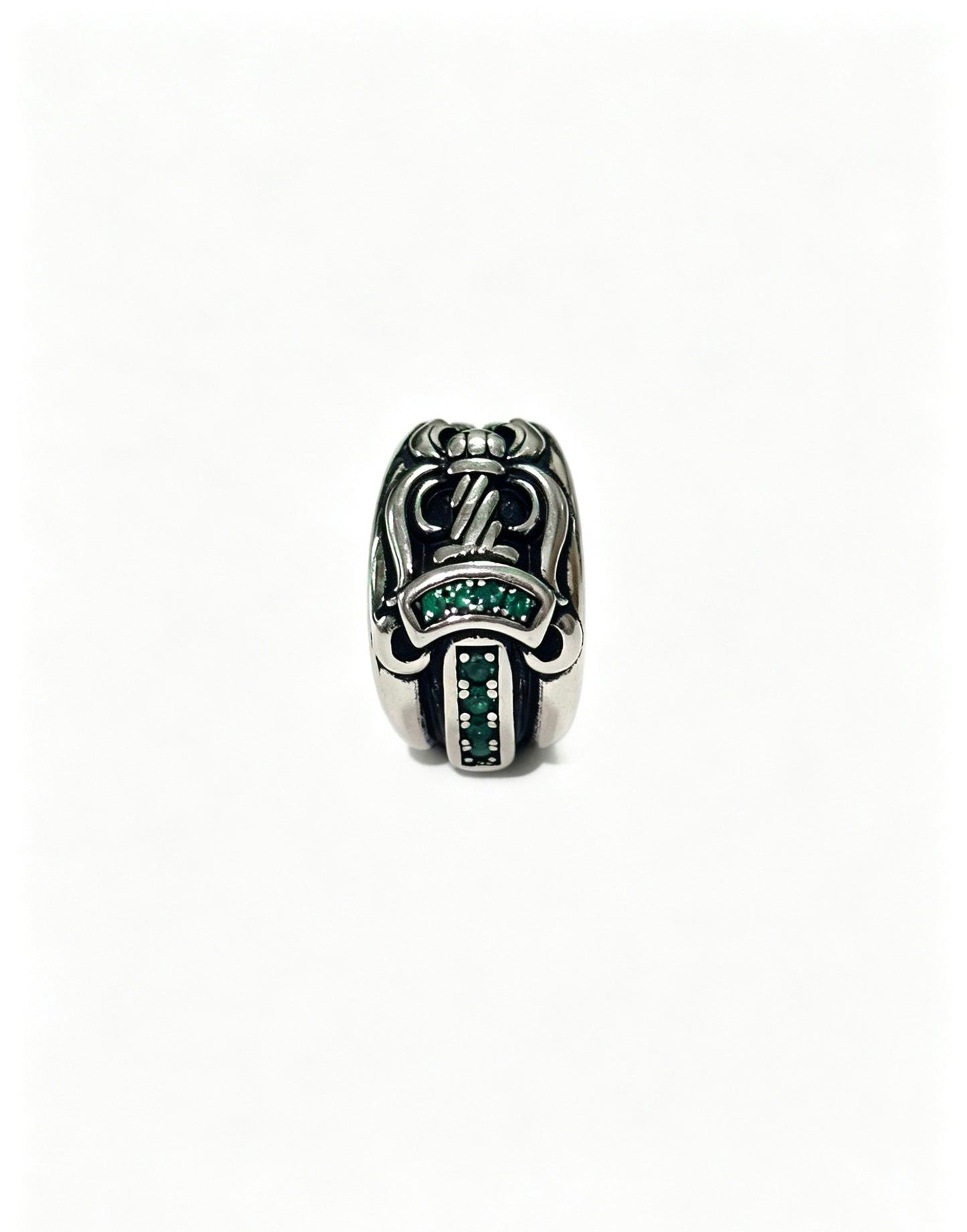 Signature Emblem Statement Ring in Polished Metal-Tone – Design 008 side detail