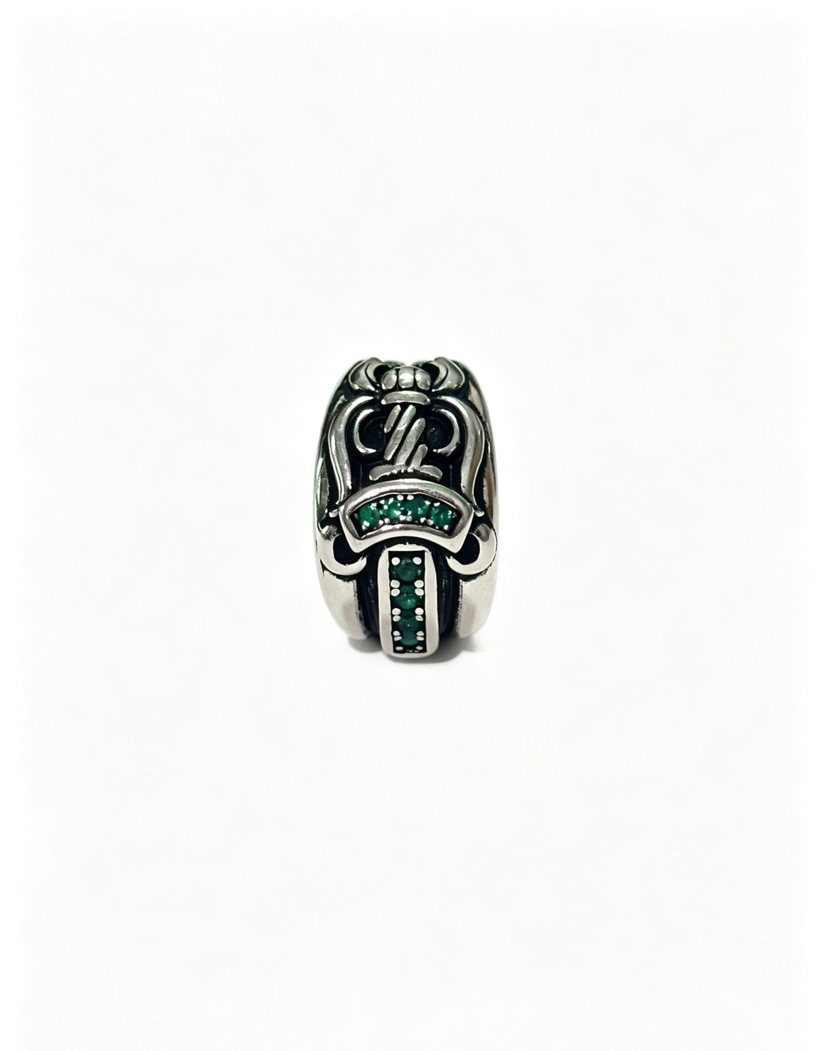 Signature Emblem Statement Ring in Polished Metal-Tone – Design 008 side detail