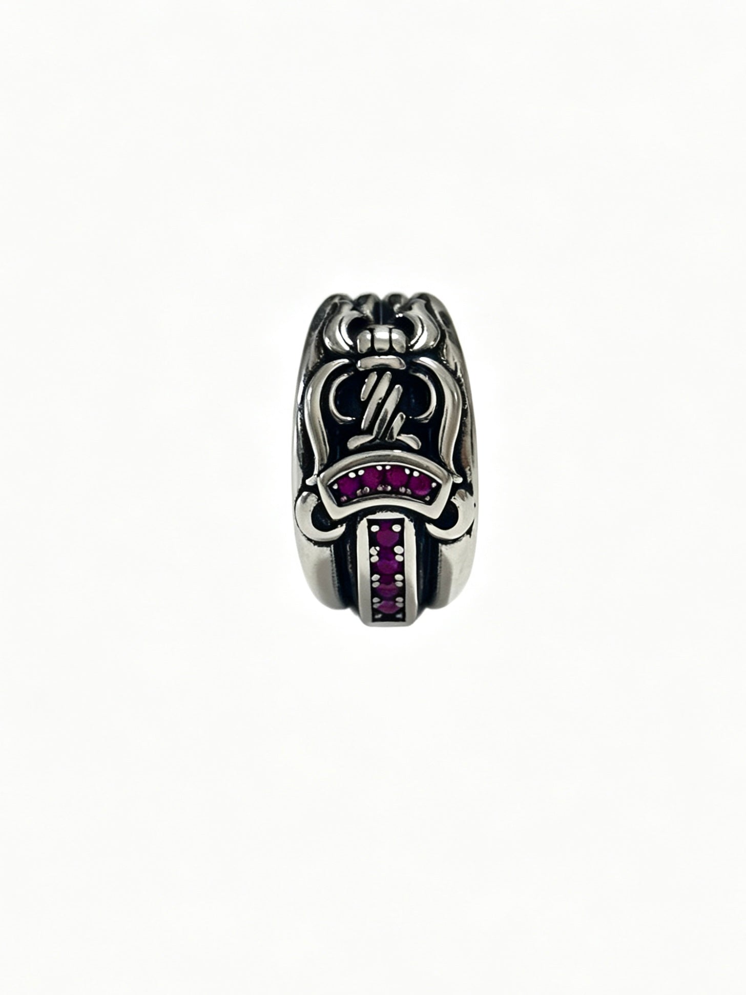 Signature Emblem Statement Ring in Polished Metal-Tone – Design 007 front product view