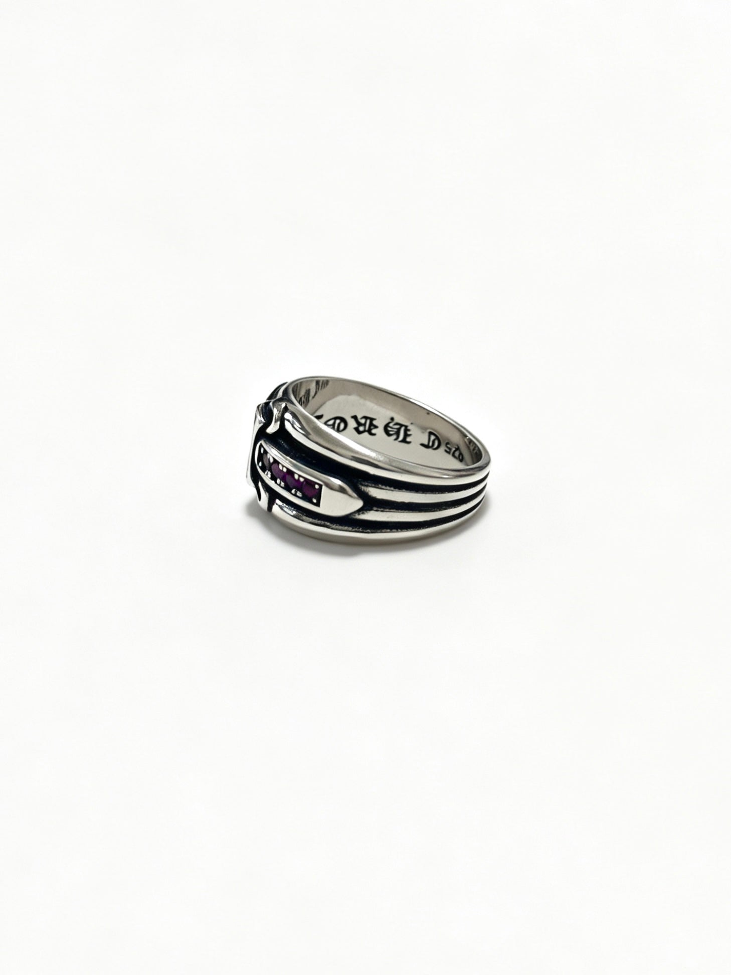 Signature Emblem Statement Ring in Polished Metal-Tone – Design 007 detail view