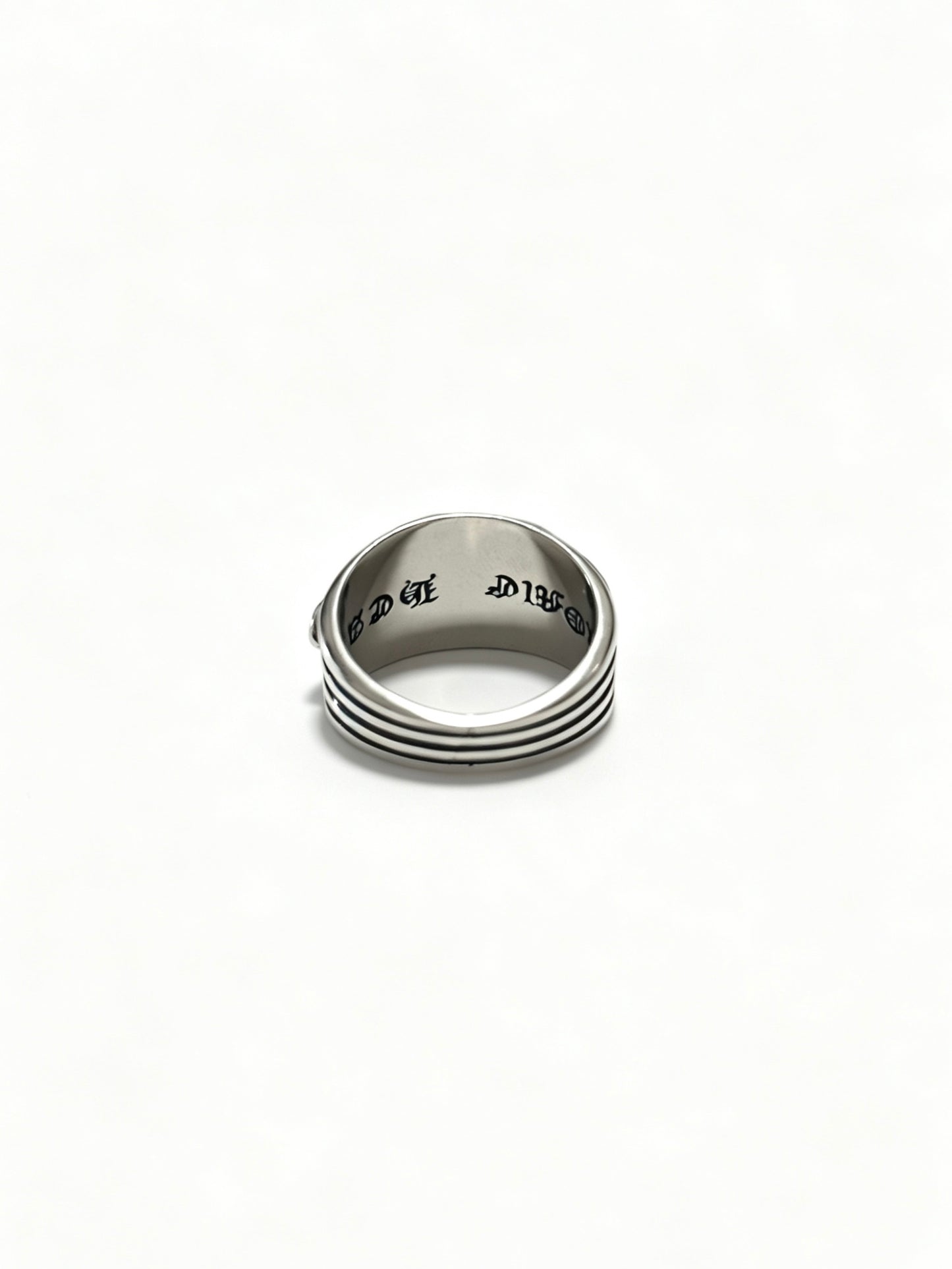 Signature Emblem Statement Ring in Polished Metal-Tone – Design 007 side detail