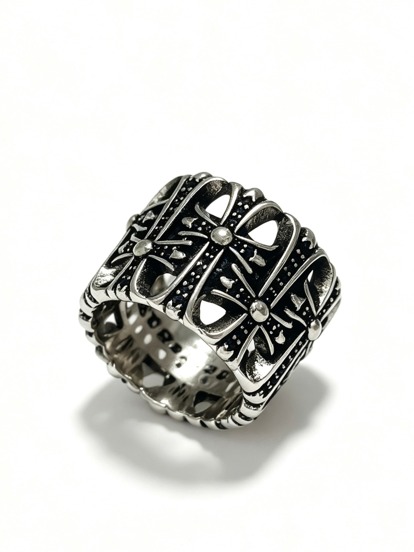 Cross Statement Ring in Metal-Tone – Design 06 detail view