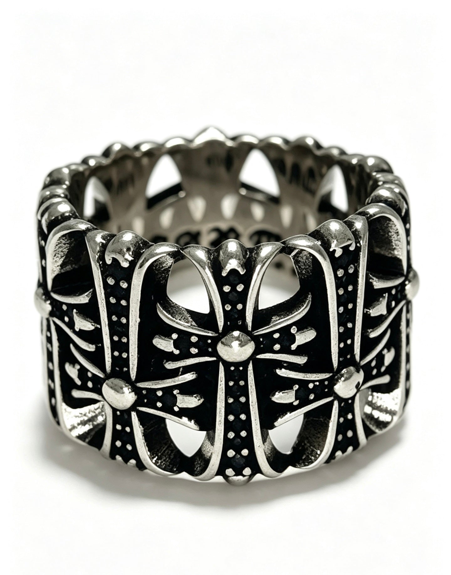 Signature Emblem Statement Ring in Polished Metal-Tone – Design 006 styled product view
