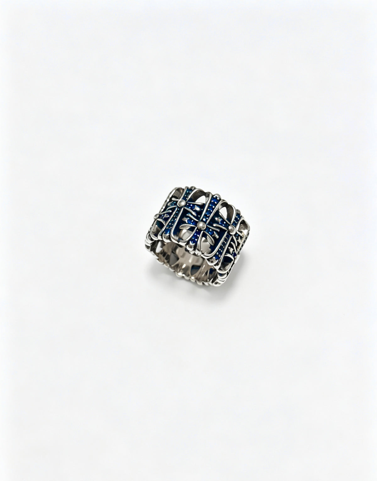 Signature Emblem Statement Ring in Polished Metal-Tone – Design 004 front product view