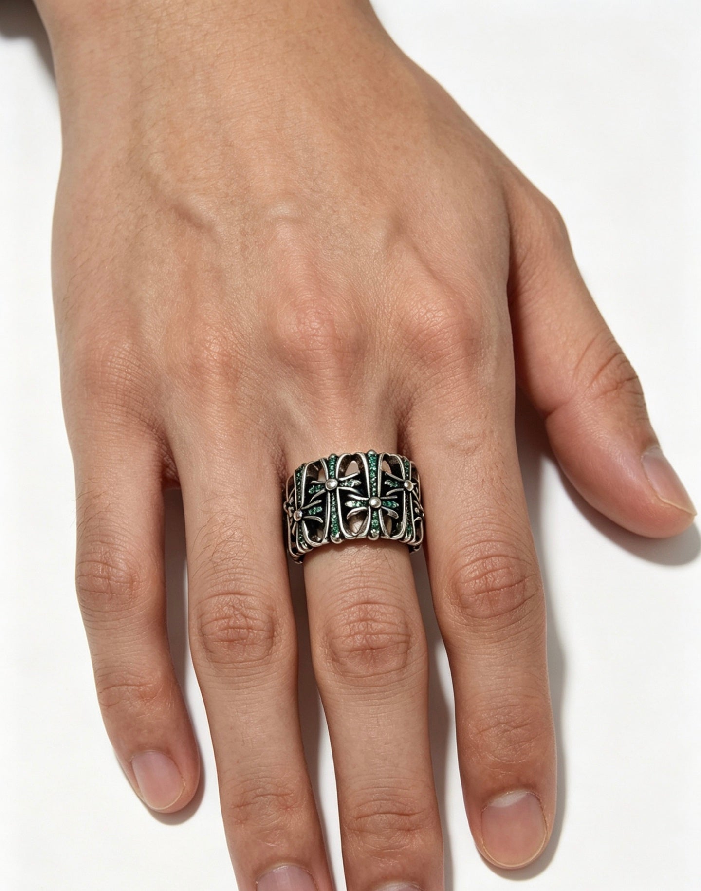 Signature Emblem Statement Ring in Polished Metal-Tone – Design 003 main product view