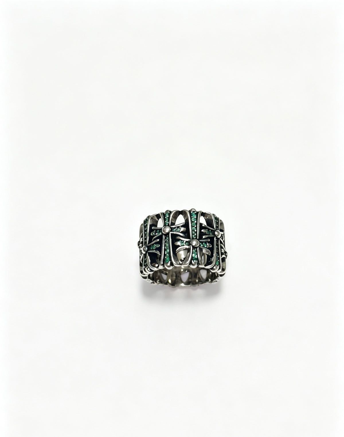 Signature Emblem Statement Ring in Polished Metal-Tone – Design 003 front product view