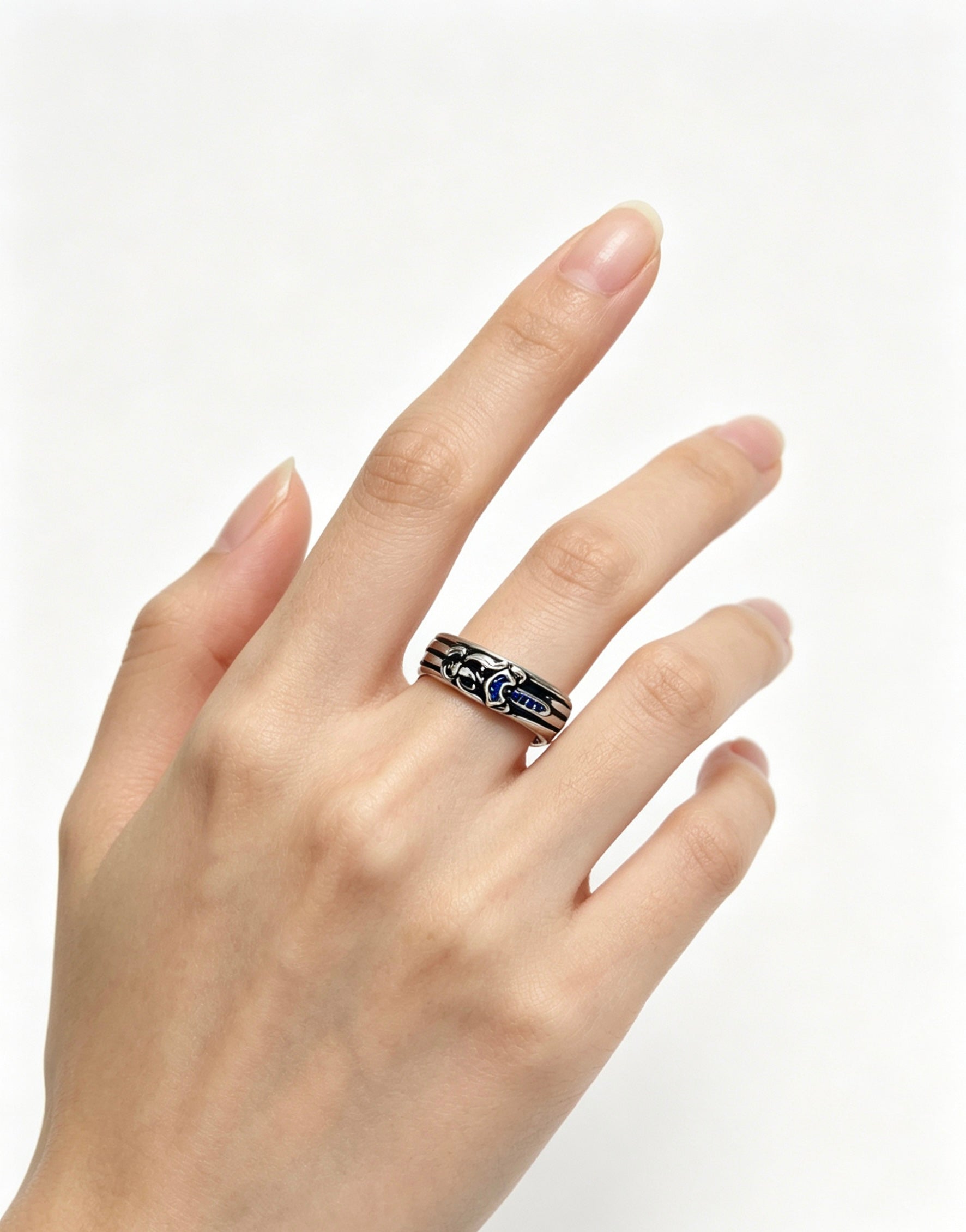 Signature Emblem Statement Ring in Polished Metal-Tone – Design 002 main product view
