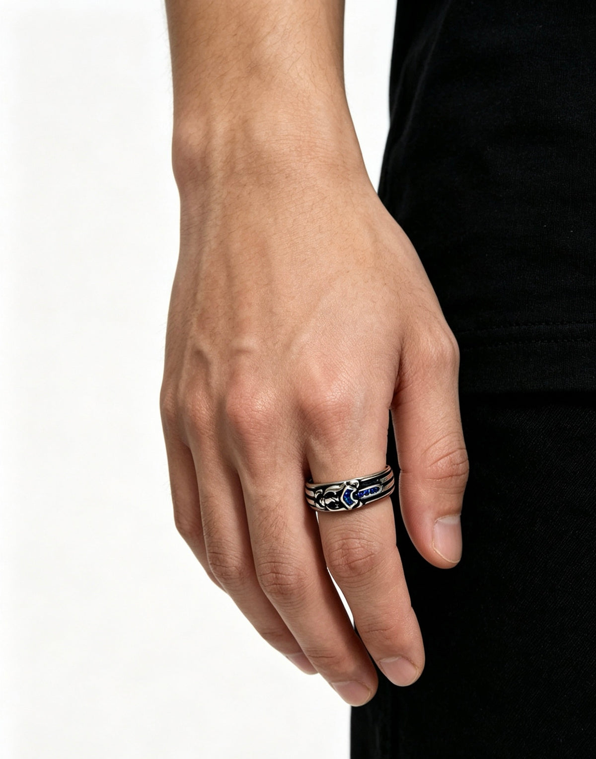 Signature Emblem Statement Ring in Polished Metal-Tone – Design 002 front product view