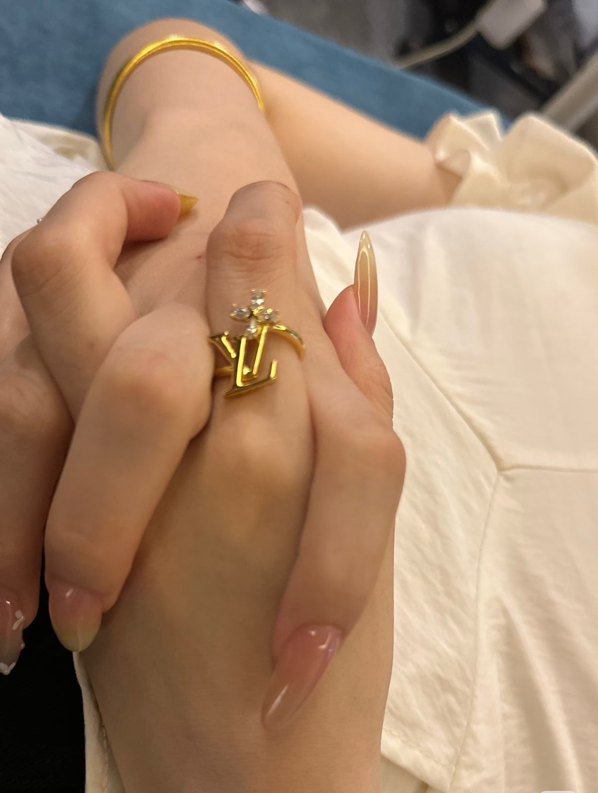Letter Emblem Statement Ring in Polished Metal-Tone – Design 001 front product view