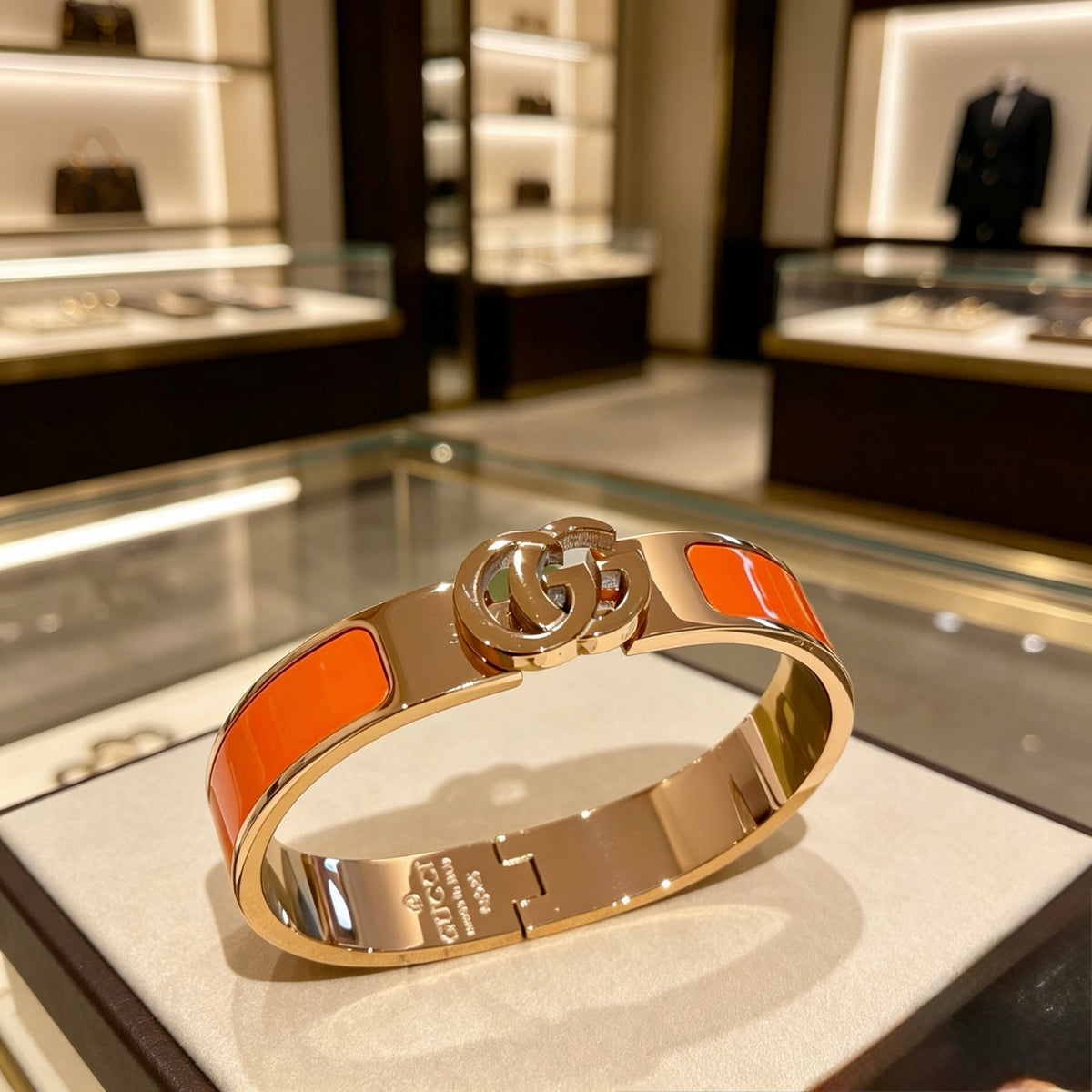 Double-G Emblem Bangle in Gold-Tone – Design 003 side detail