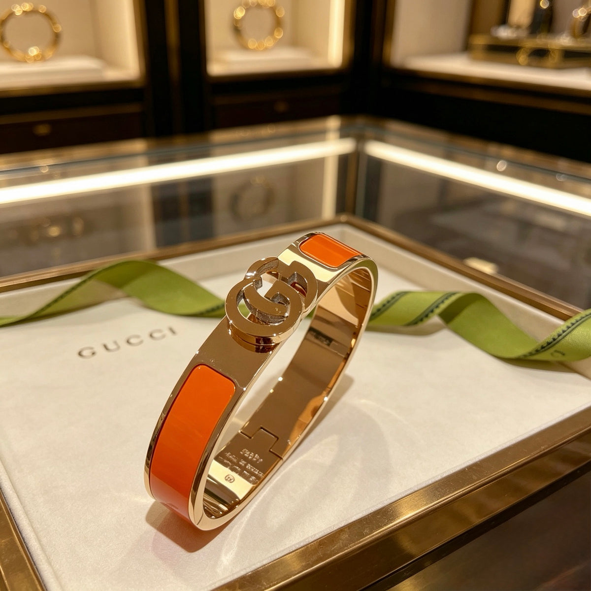 Double-G Emblem Bangle in Gold-Tone – Design 001 close-up detail