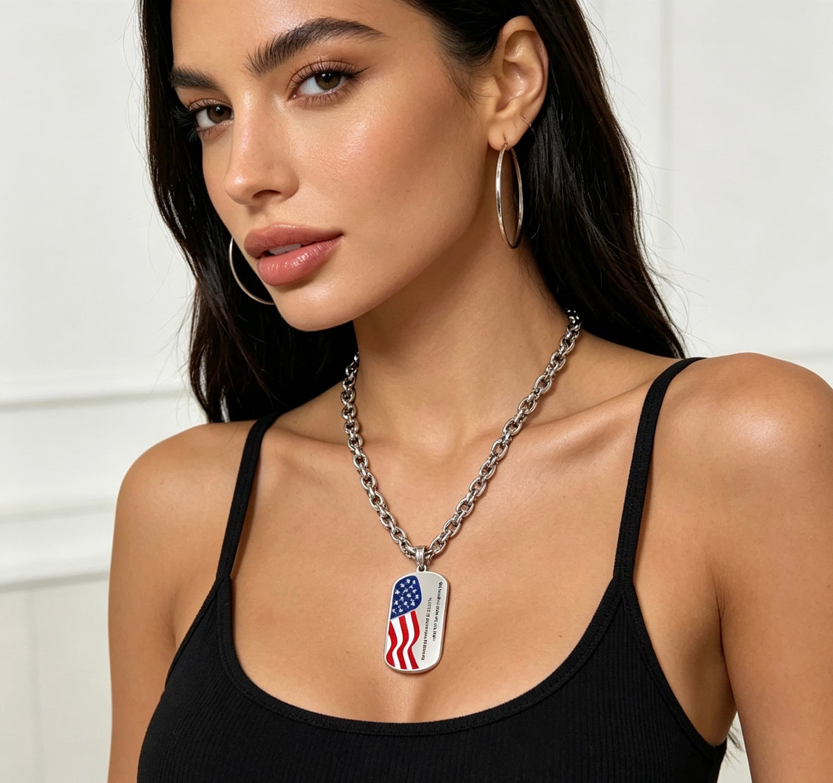 Double-G Emblem Pendant Necklace in Polished Metal-Tone – Design 002 front product view